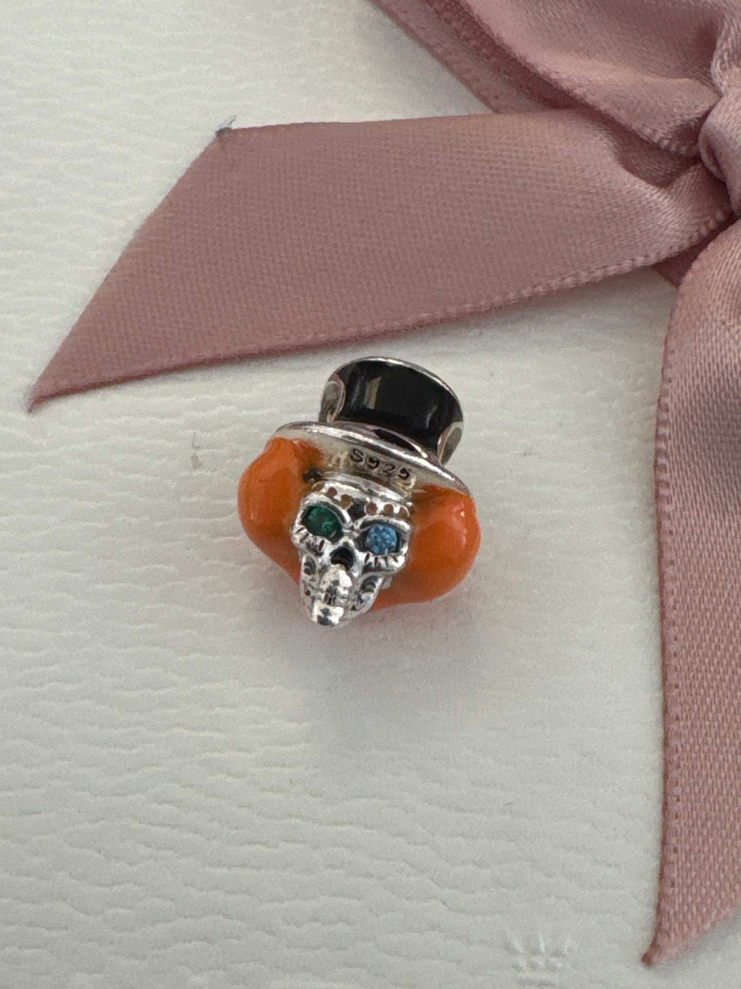 Genuine Gnoce Pave Skull With Enamel Hat Charm