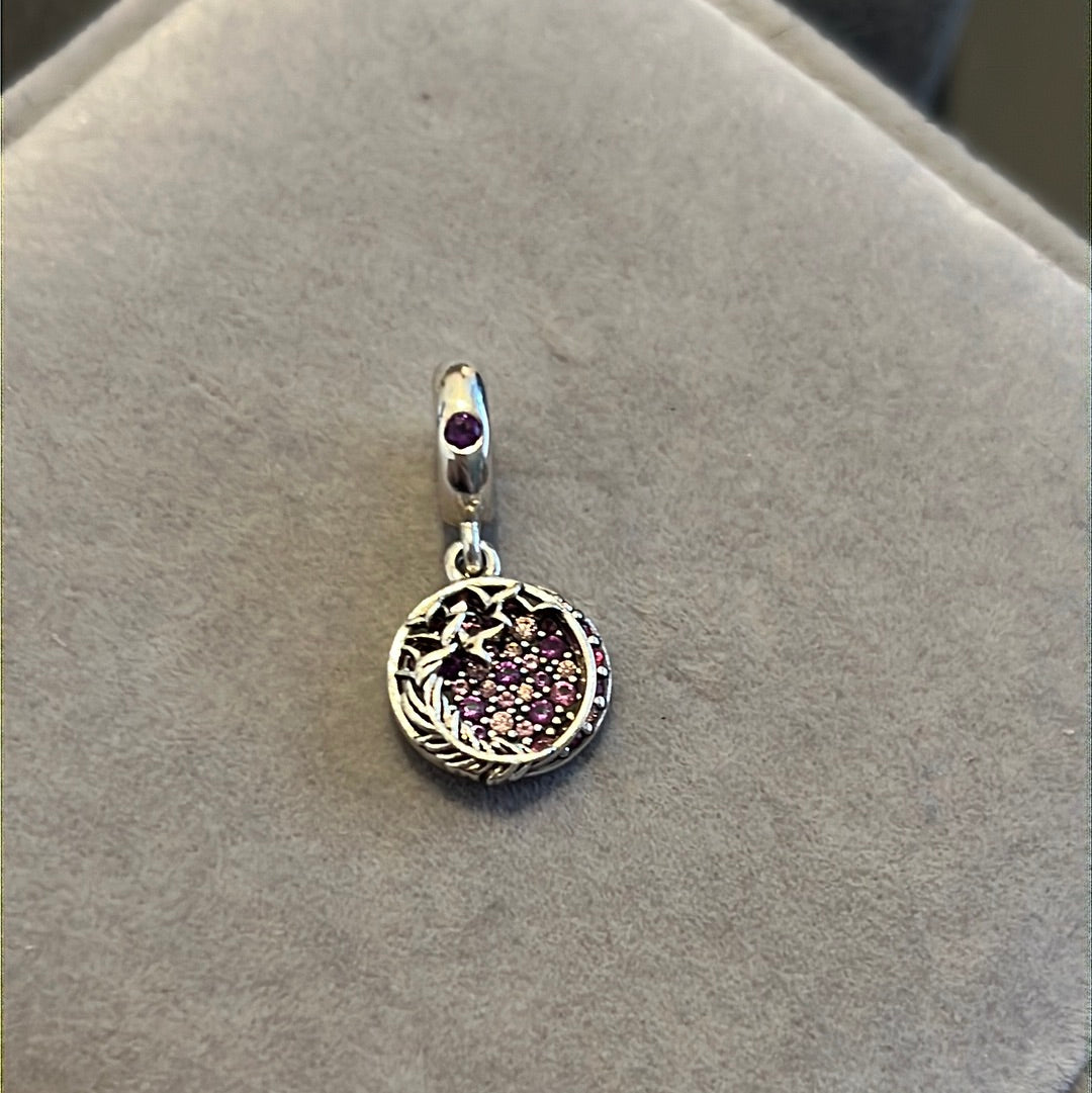 Genuine Pandora Pave Wing Feather Dangle Charm RARE READ