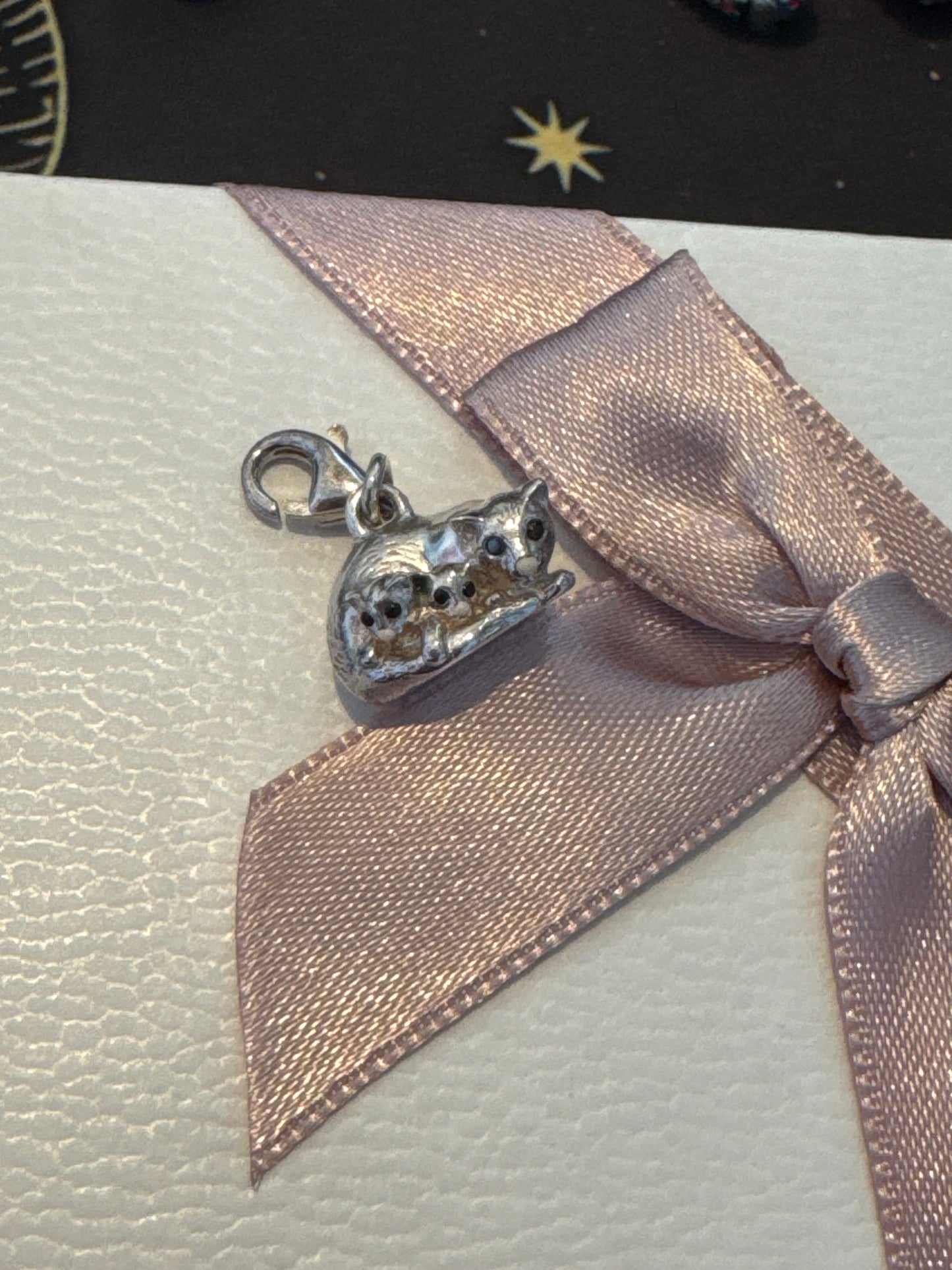 Genuine Thomas Sabo Silver Cat & Kittens Dangle Clip Charm