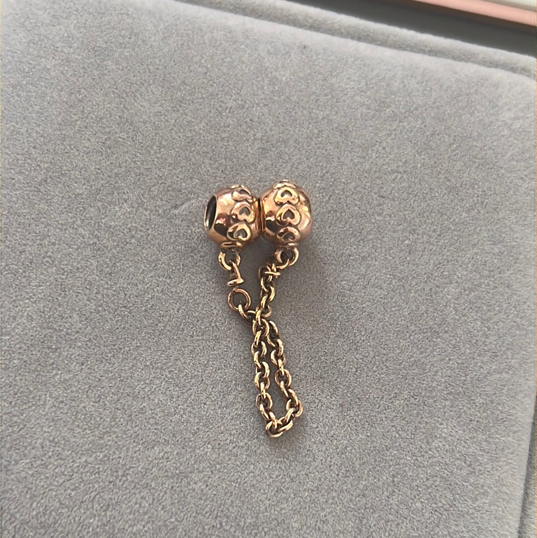 Genuine Pandora Hearts Safety Chain Custome Rose Gold Dip