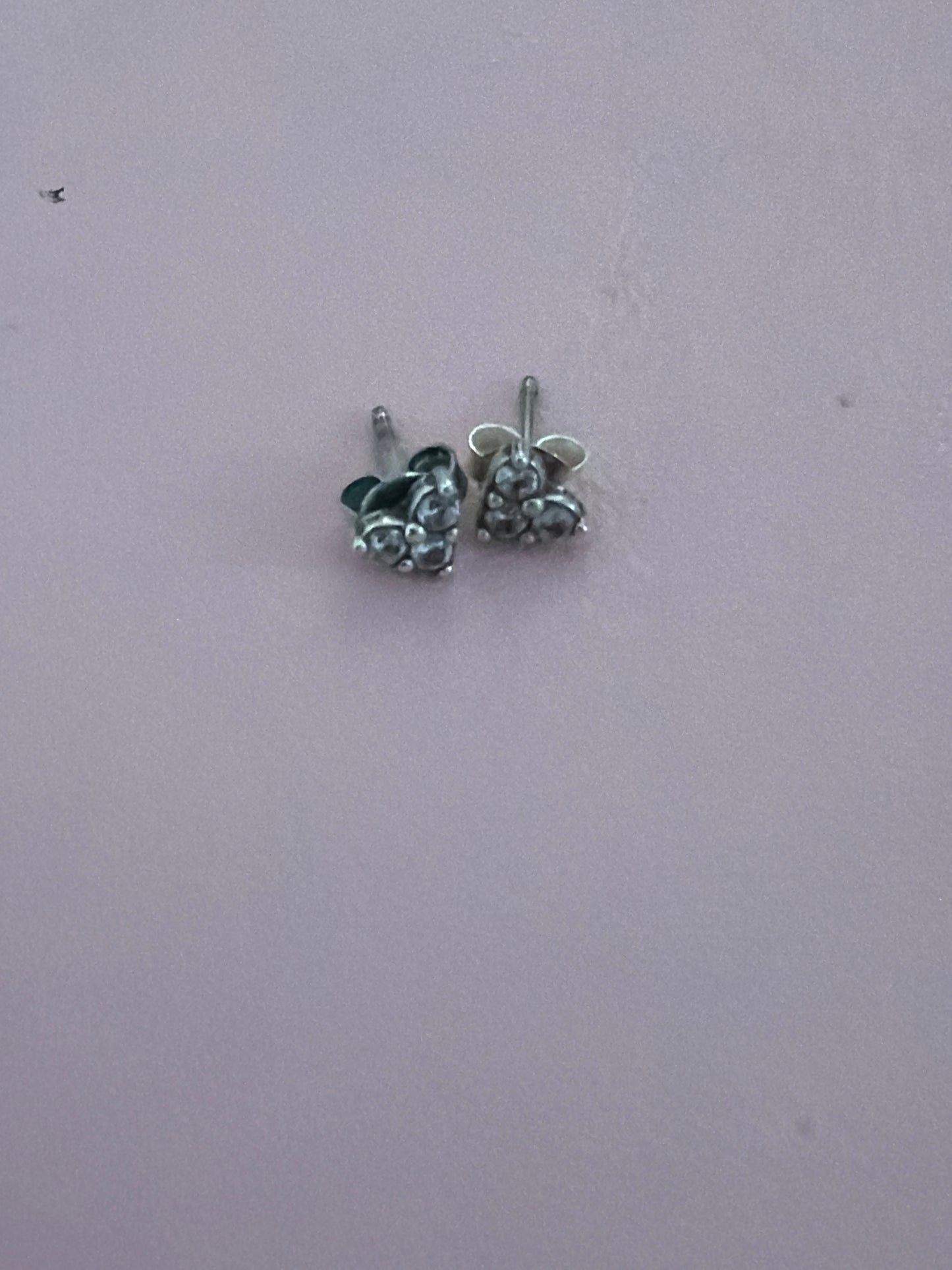 Genuine Pandora Triple Stone Heart Earrings