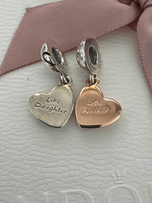Genuine Pandora Like Mother Like Daughter Rose Gold Dangle Charms