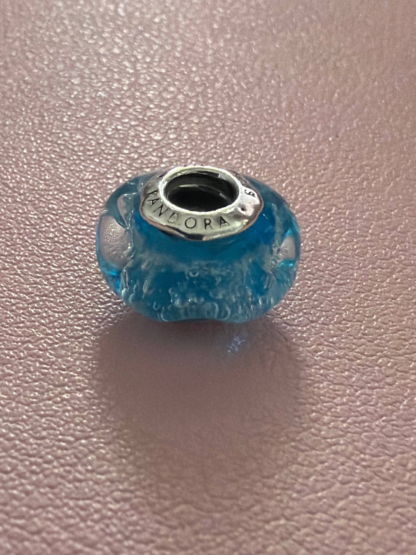 Genuine Pandora Small Light Mini Blue Shine Sea Bumpy Wave Murano Beautiful