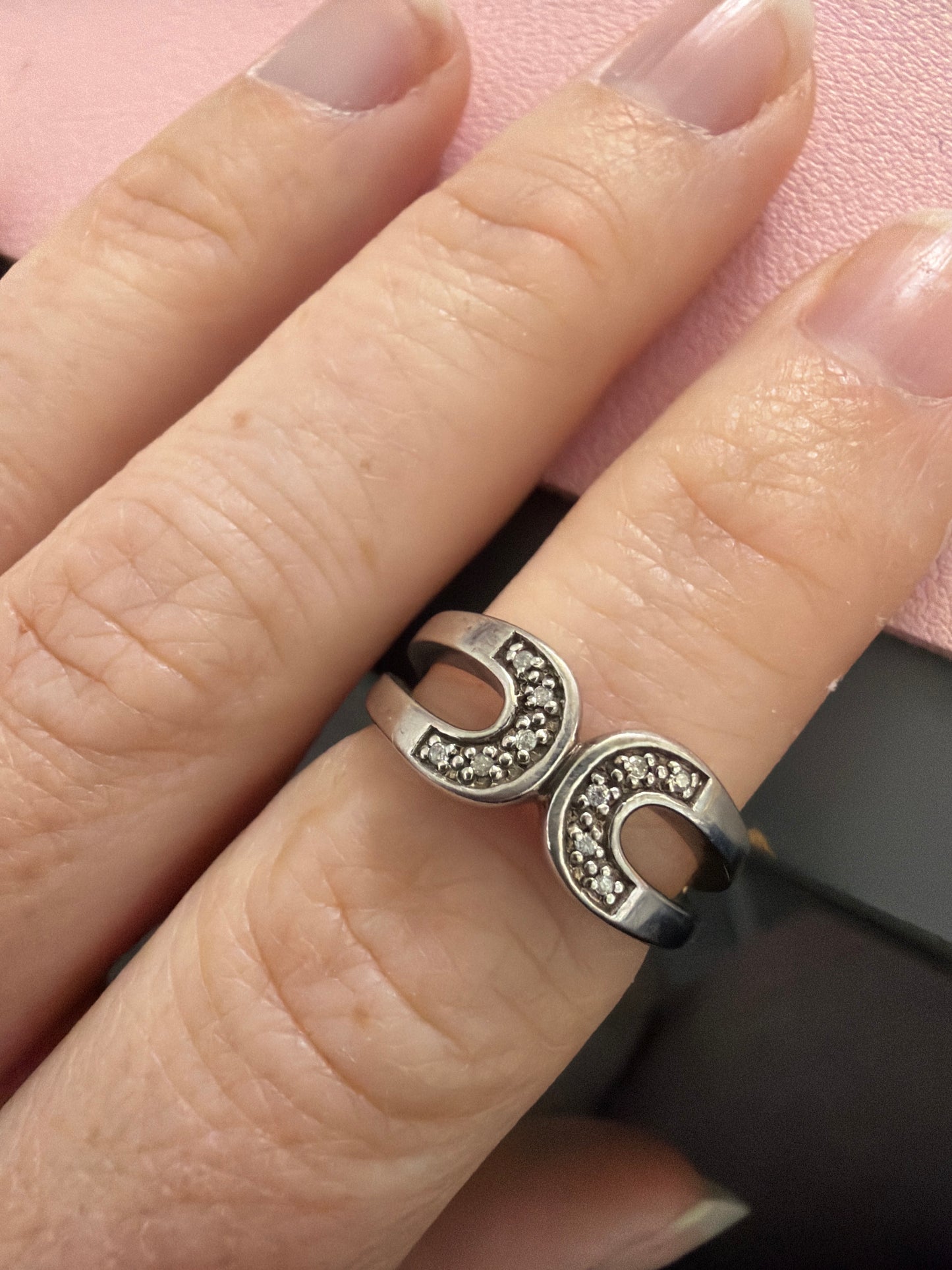 Genuine Hot Diamond Curved Thick Statement Ring Pave 54