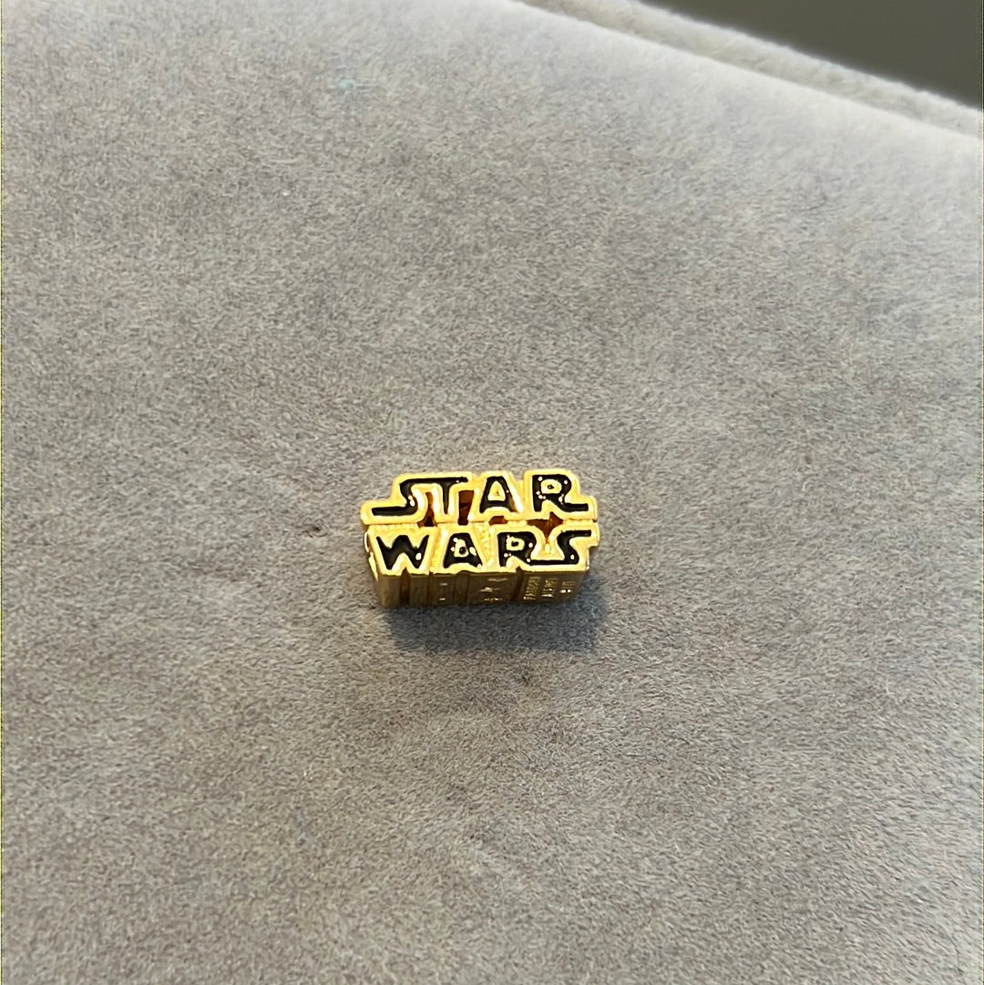 Genuine Pandora Disney Shine Gold Star Wars enamel Logo Charm