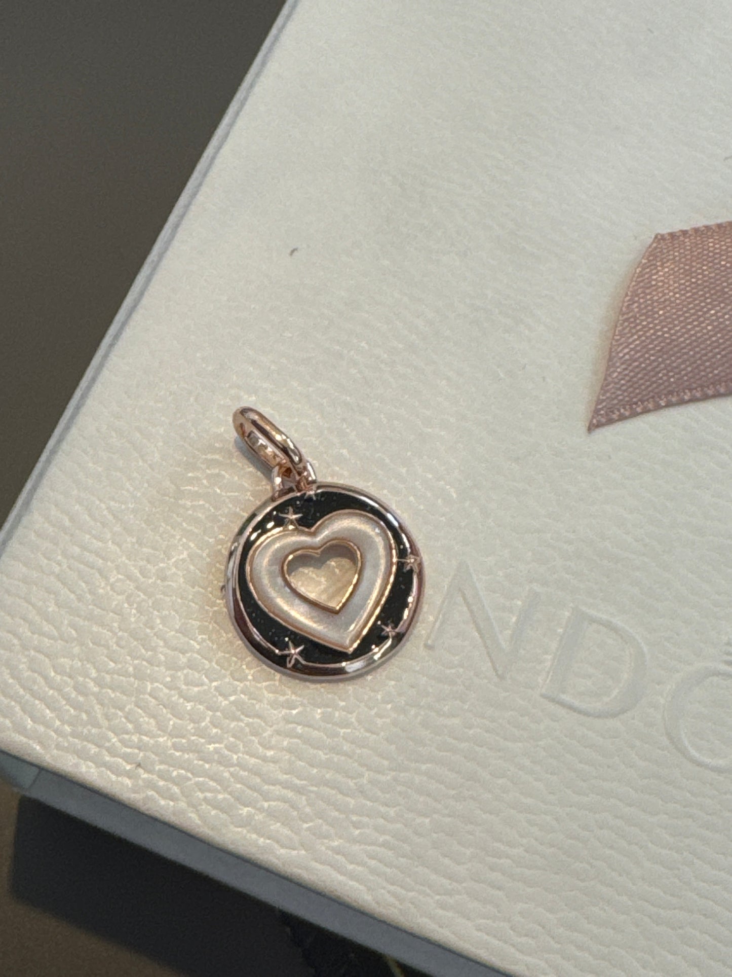 Genuine Pandora Me Enamel Heart Pave Sky CZ Medallion Large Charm