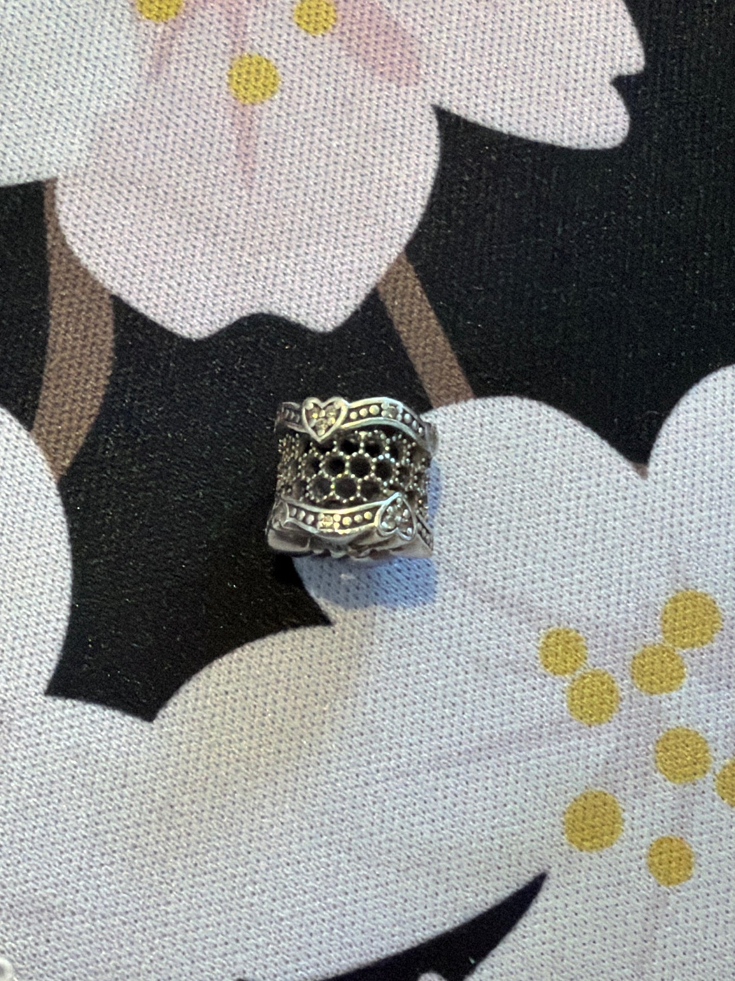 Genuine Pandora Lace of Love Pave Openwork Spacer Charm