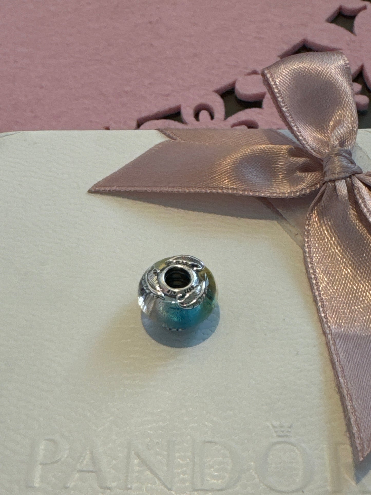 Genuine Pandora Rainbow Feather Mini Murano Charm