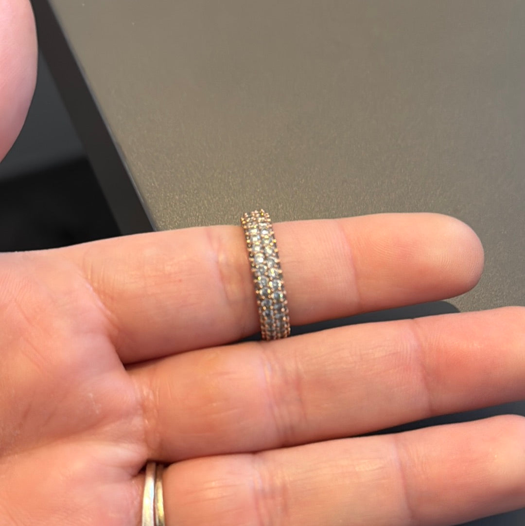 Genuine Pandora Rose Gold Pave Timeless Double CZ Ring Size 54