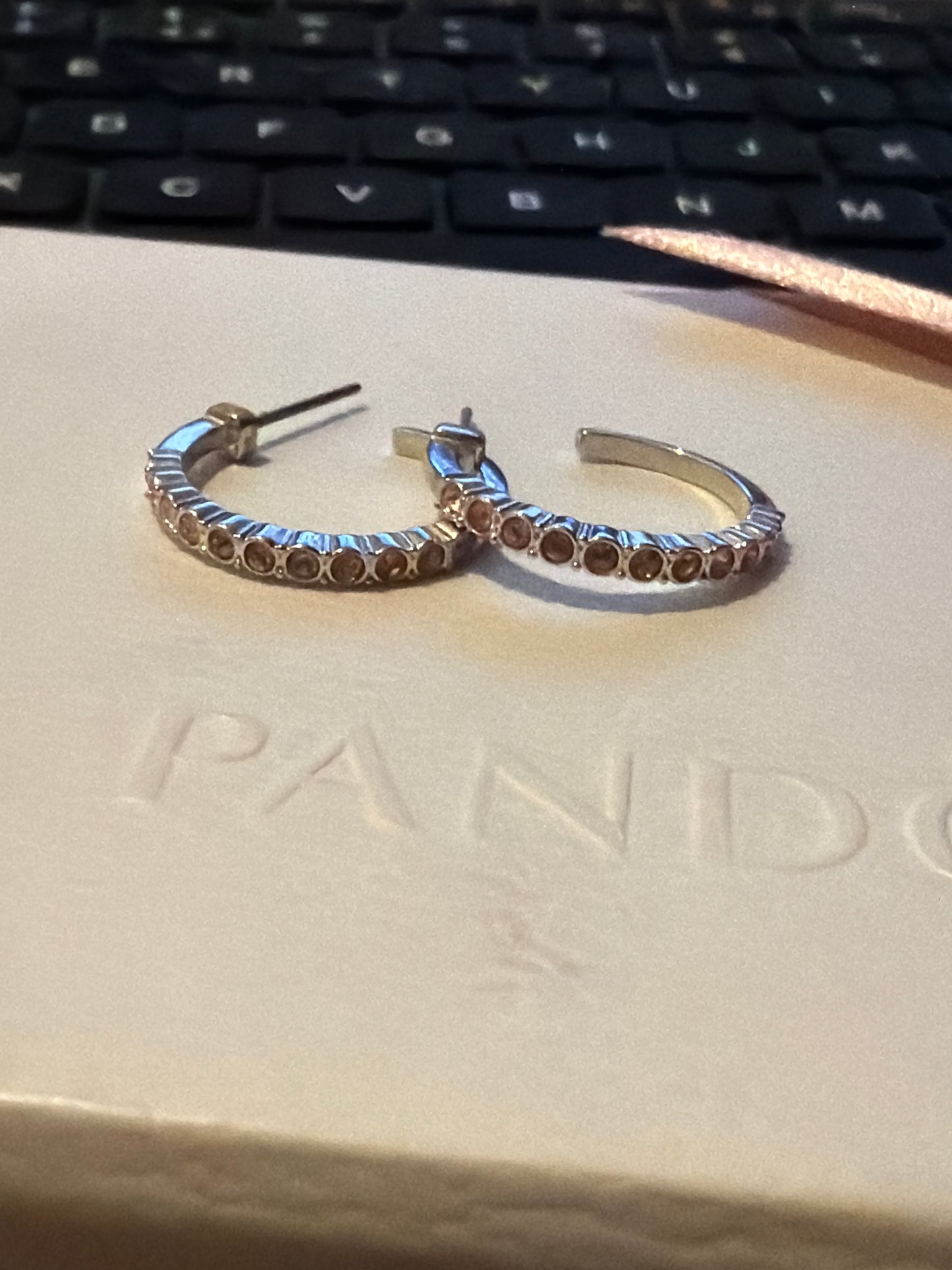Genuine Swarovski Pink Hoop Earrings