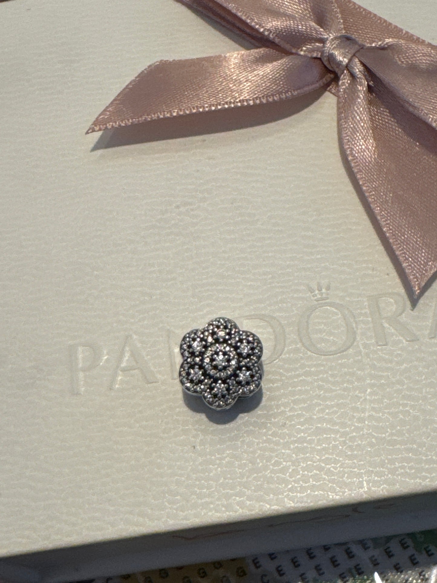 Genuine Pandora Crystal CZ Pave Flower Daisy  Charm