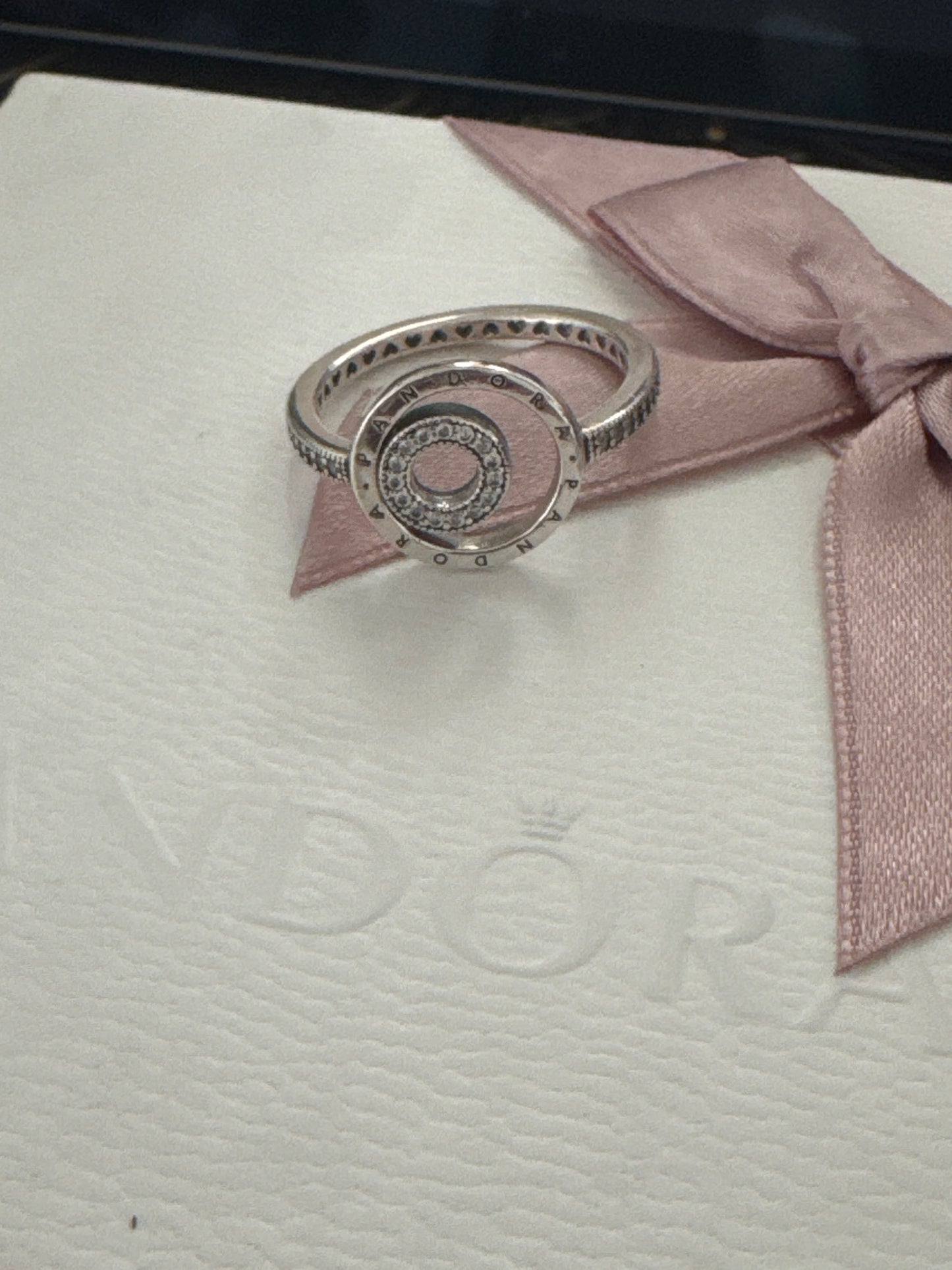 Genuine Pandora Pave Sparkle Circles Logo Ring 54
