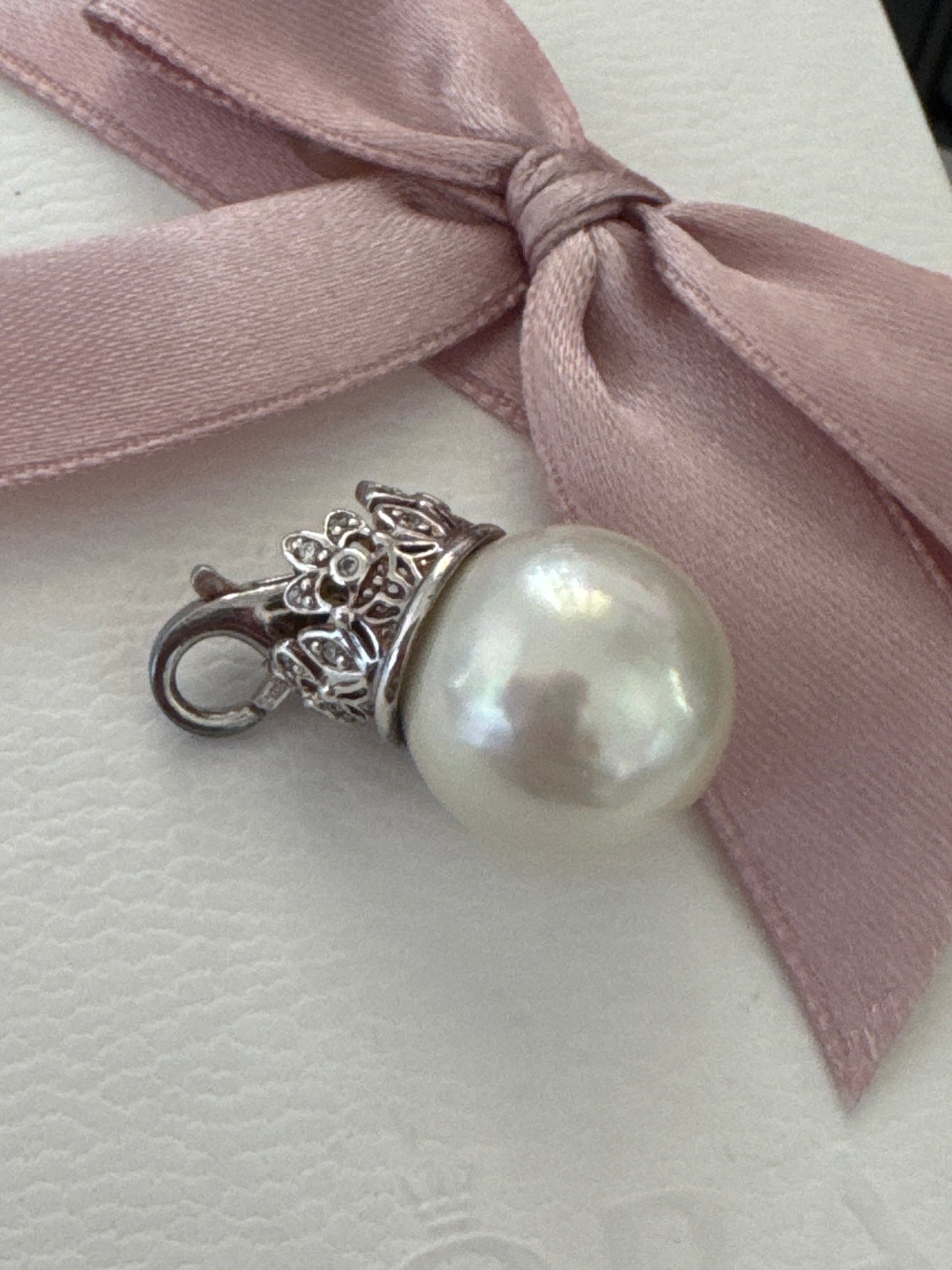 Genuine Thomas Sabo Sterling Large Pearl With Pave Crown Queen Pendant for Necklace