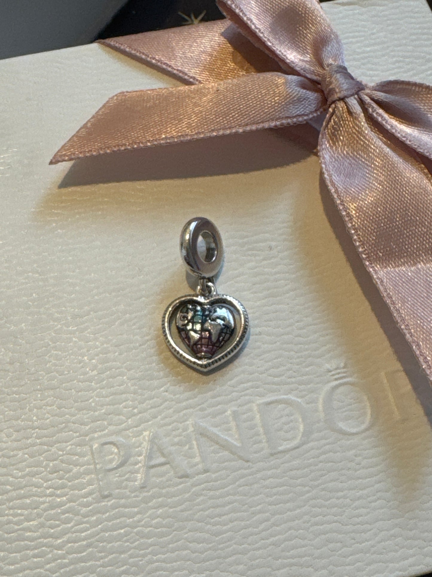 Genuine Pandora spinning Family World Enamel Spinning Dangle Charm