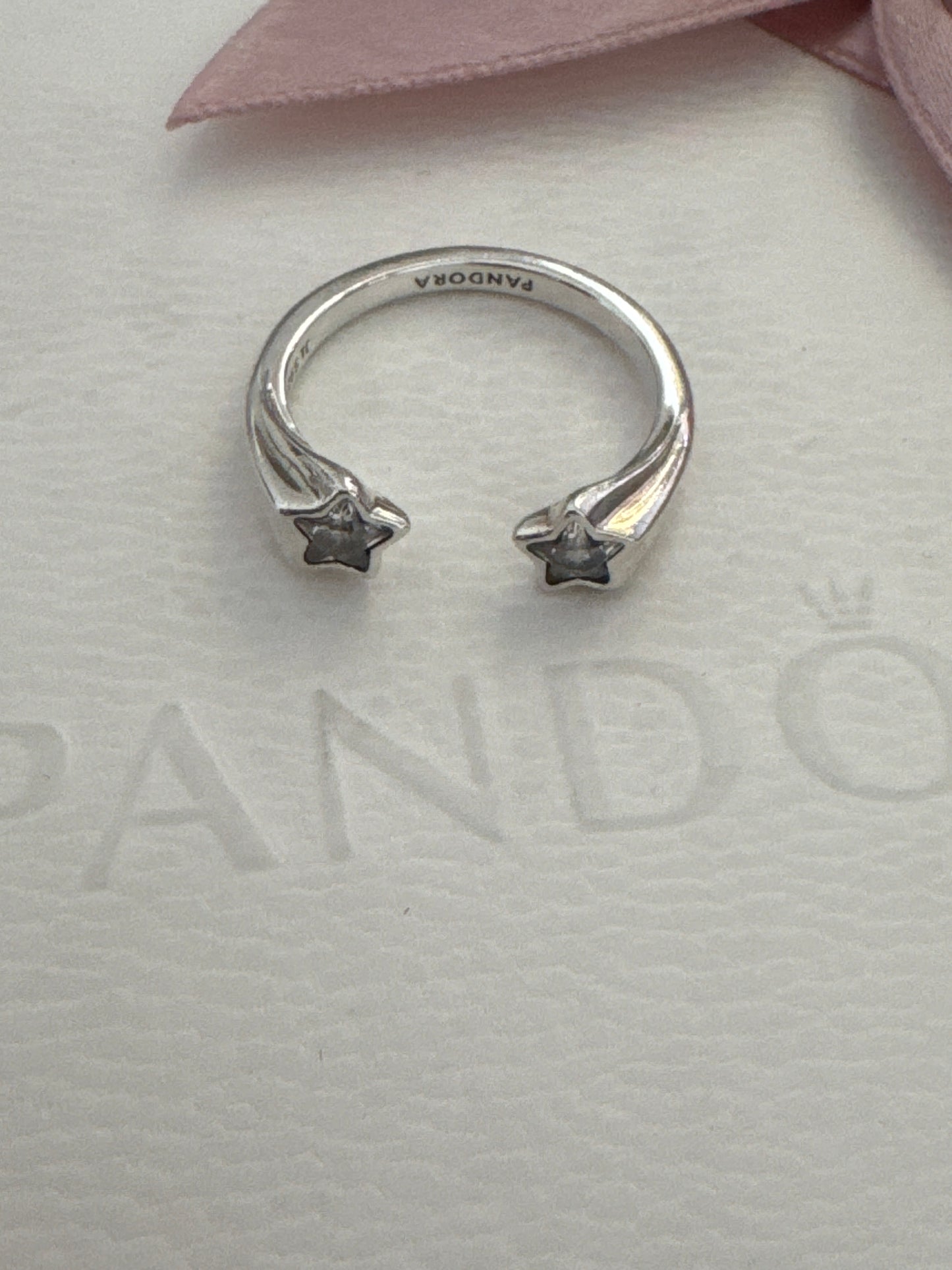 Genuine Pandora CZ Open Star Ring Size 58