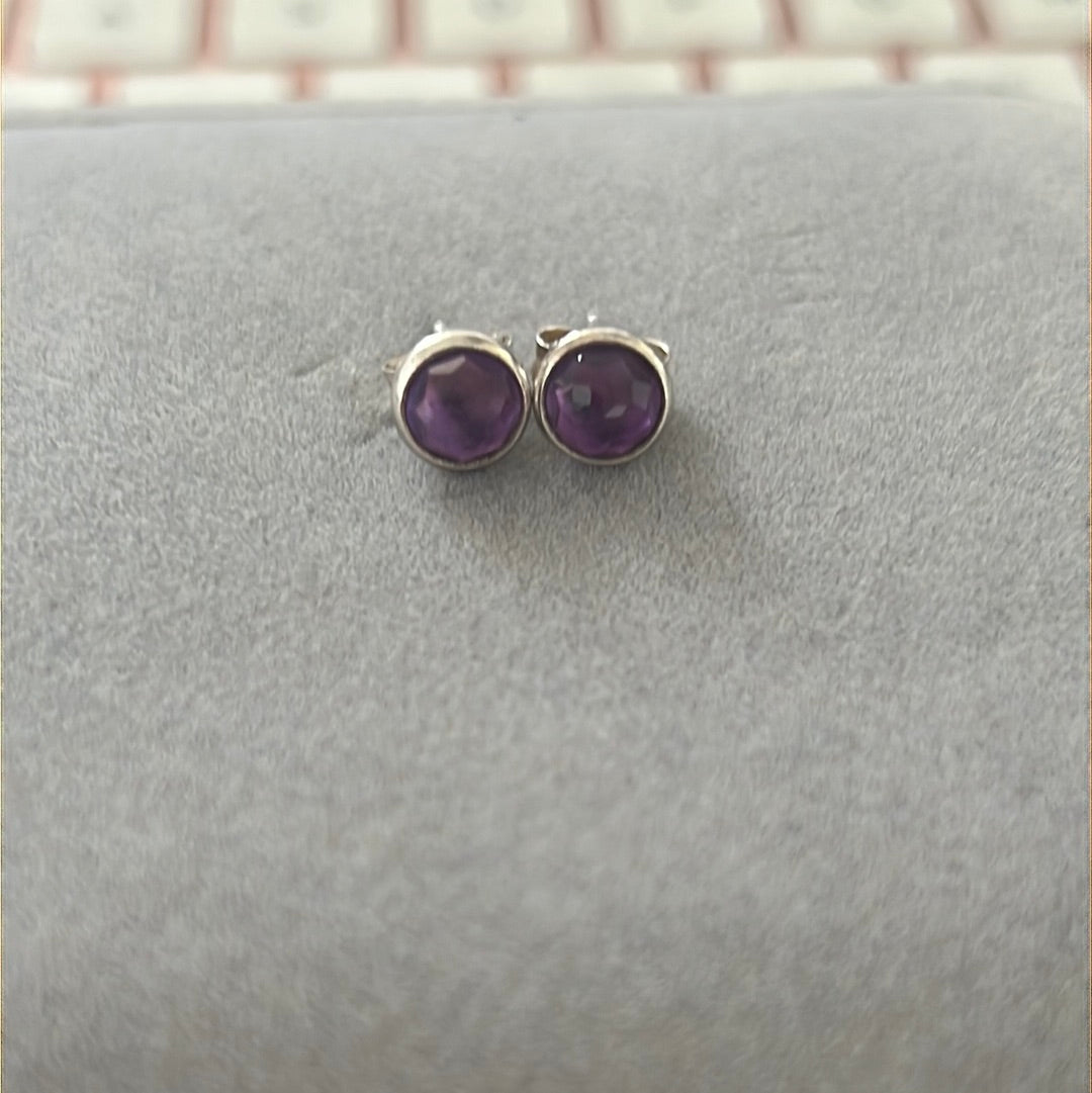Genuine Pandora Purple February Birthstone Earrings Studs