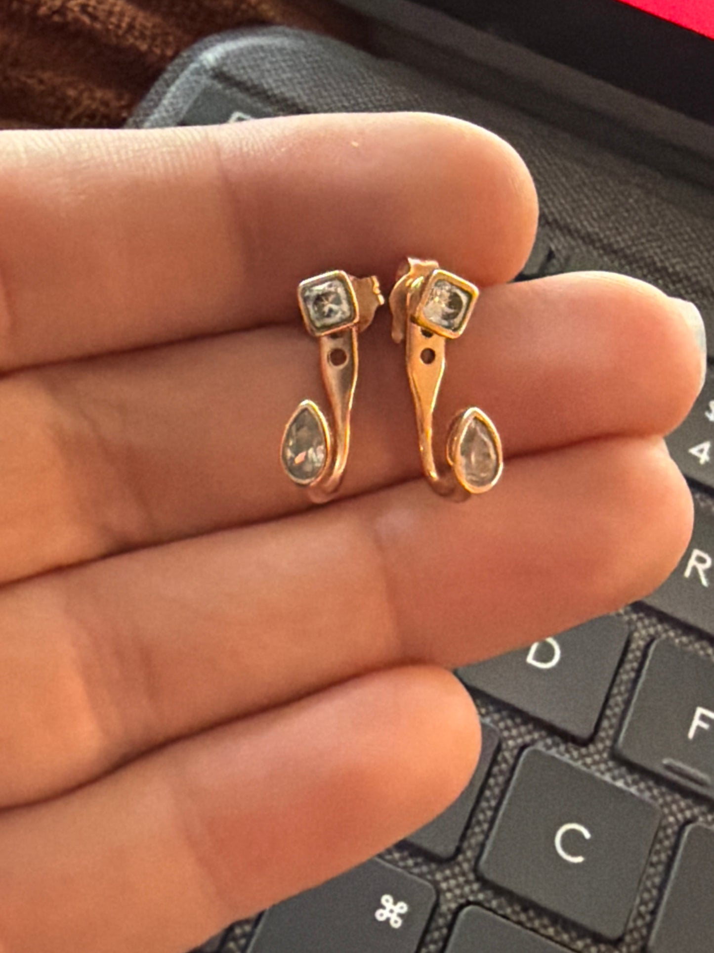 Genuine Pandora Rose Gold Pave Geometric Dangle Earrings