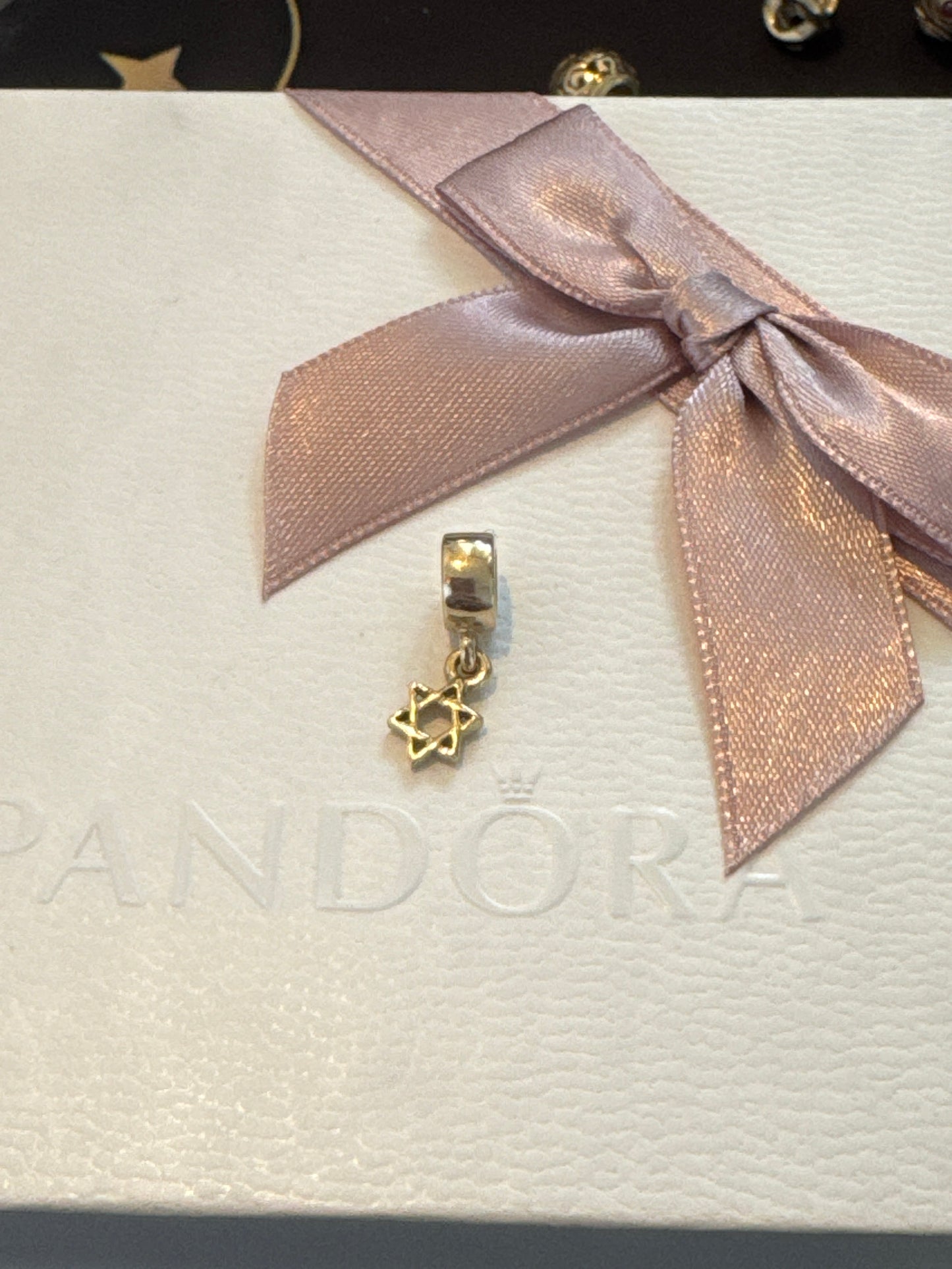 Genuine Pandora Solid 14ct Gold HF RARE Star of David Dangle Charm HTF
