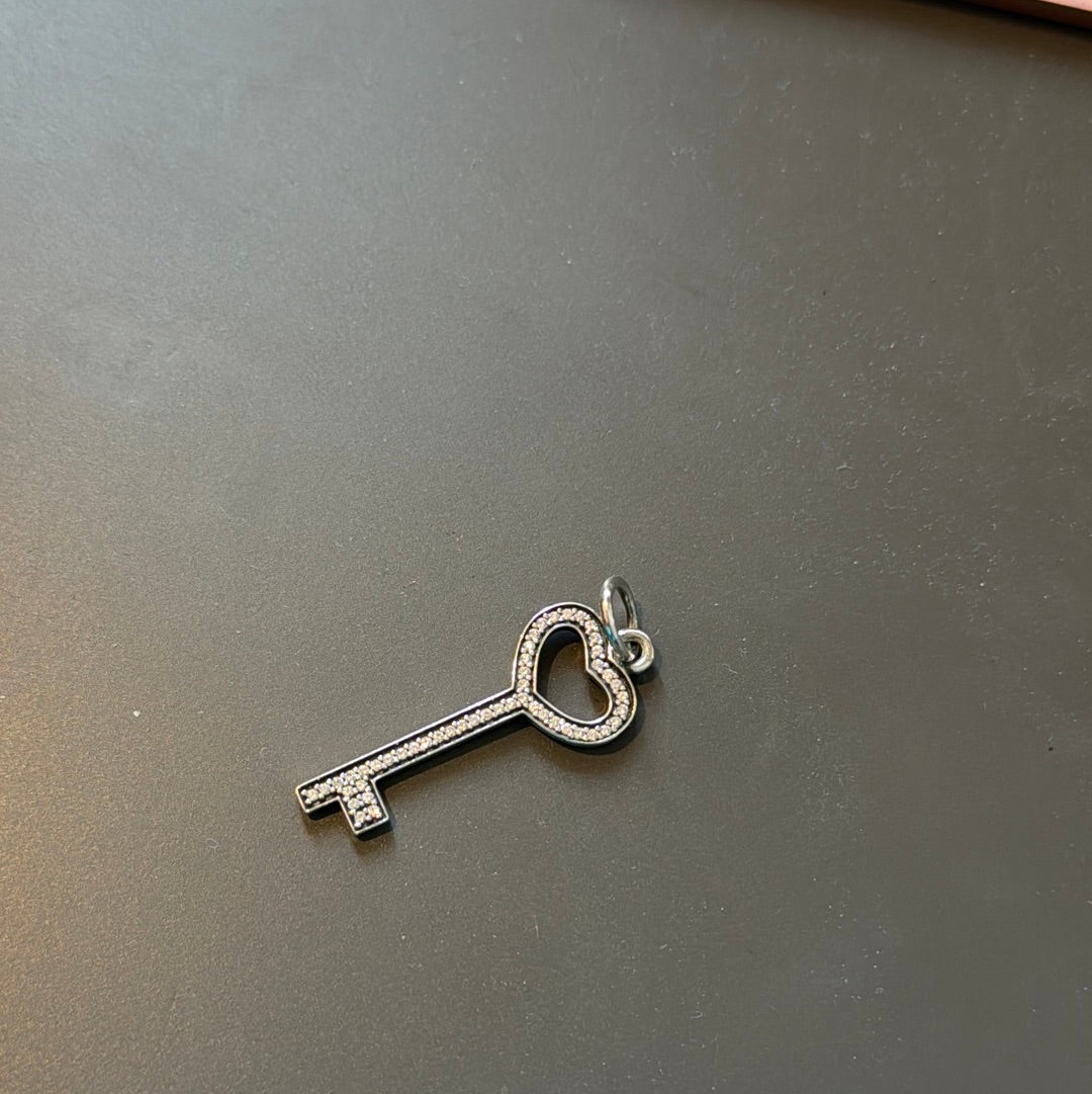 Genuine Pandora Large Key Pave Rare Pendant Charm