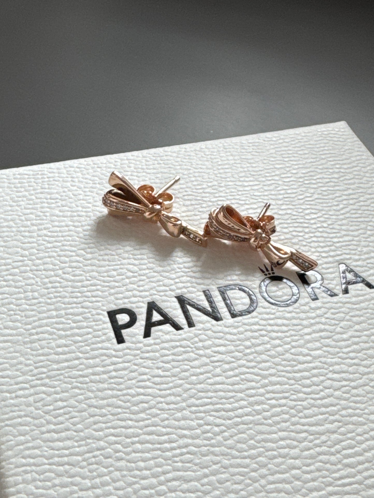 Genuine Pandora Rose Gold Oversized Bow Pave Earrings
