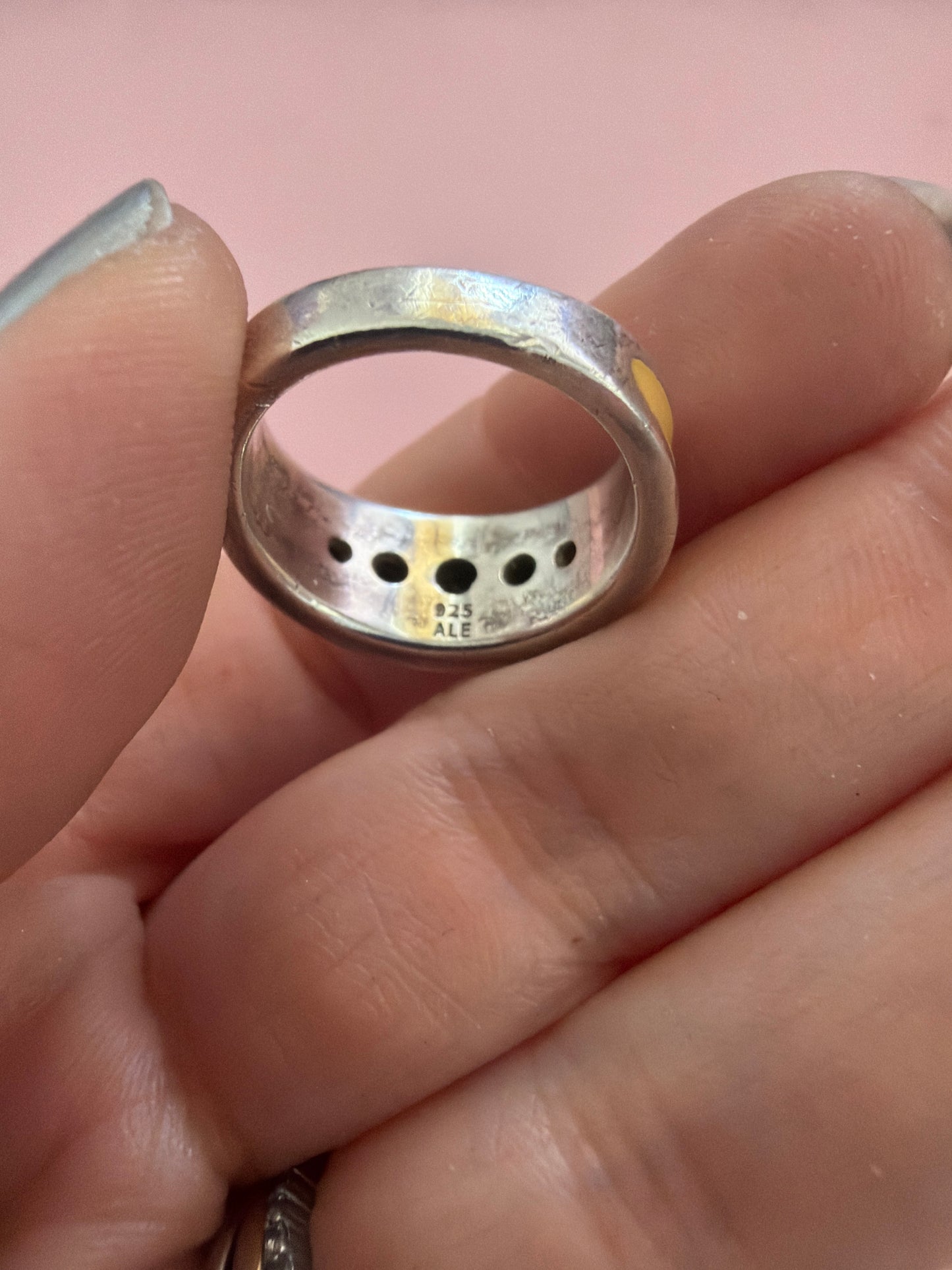 Genuine Pandora Black Spinel and Enamel HTF Ring 53