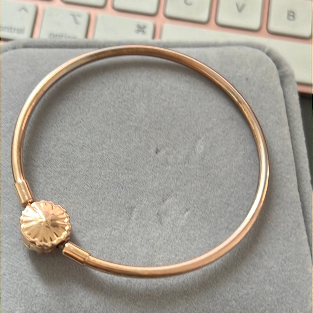 Genuine Pandora Rose Gold Sparkle LMTD New Style Snowflake Clear Stone Clasp Bangle Moments 19cm