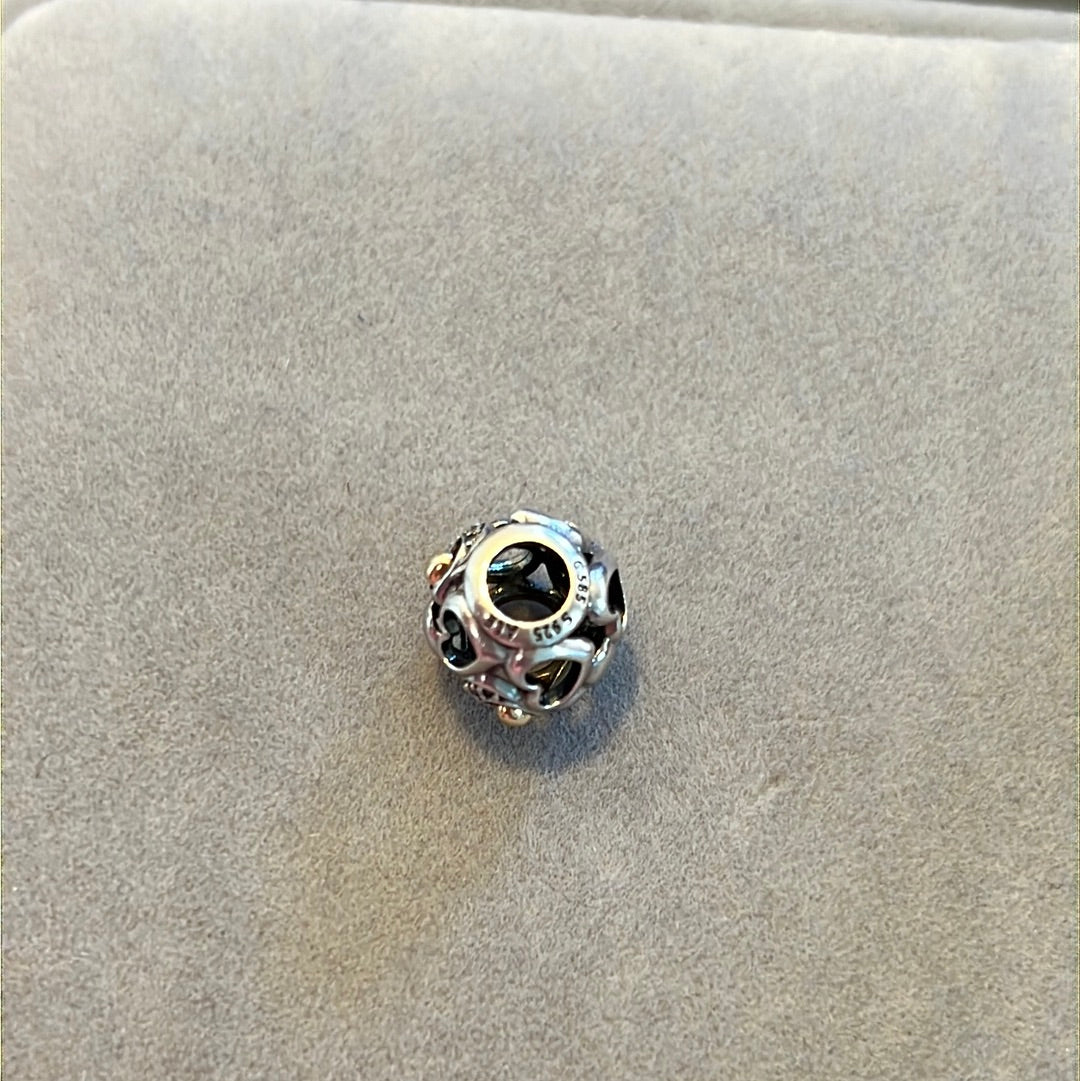 Genuine Pandora Two Tone Heart of Romance Openwork Charm