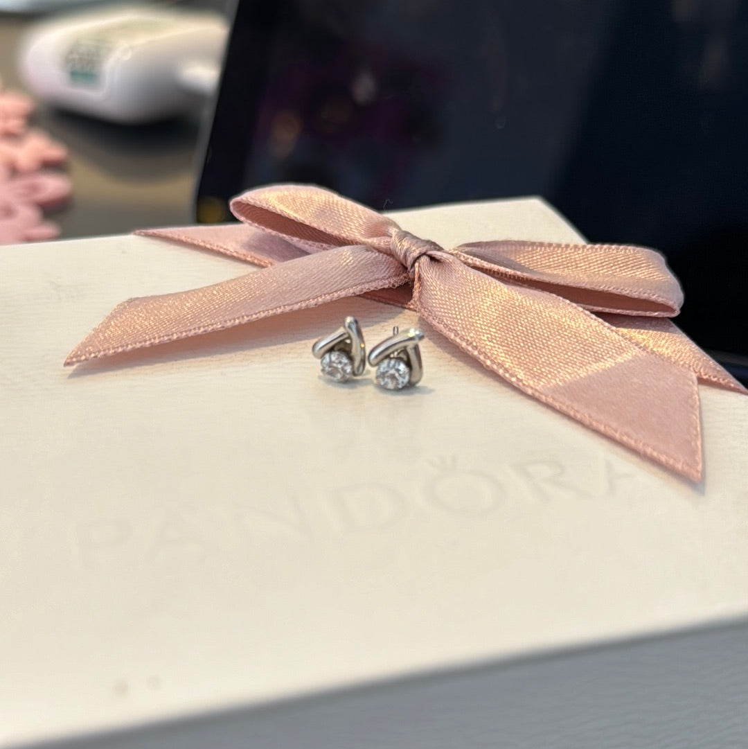Sterling Silver Pave Cz Line Stud Earrings