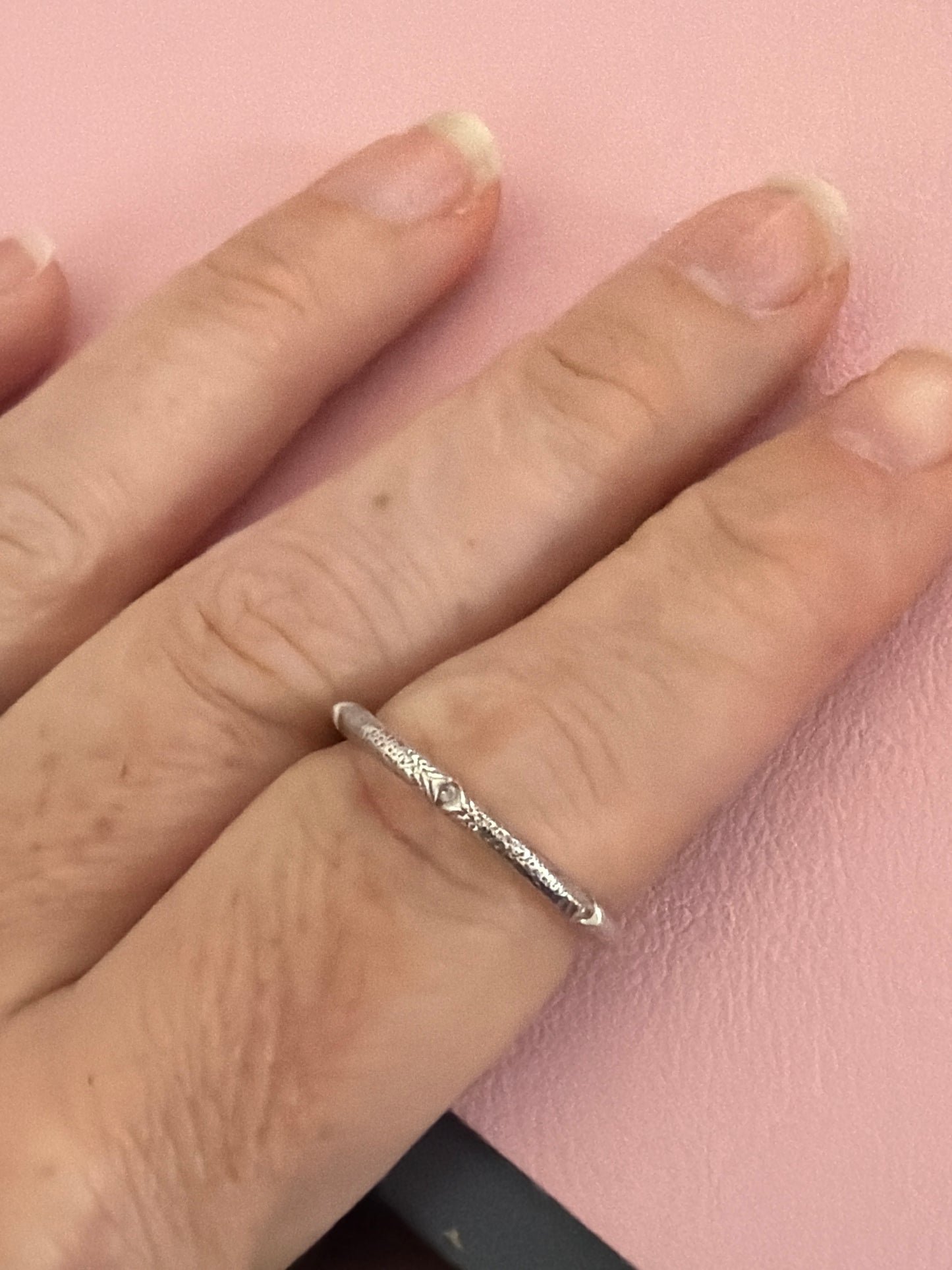 Genuine Pandora Textured Pyramid CZ Ring 58