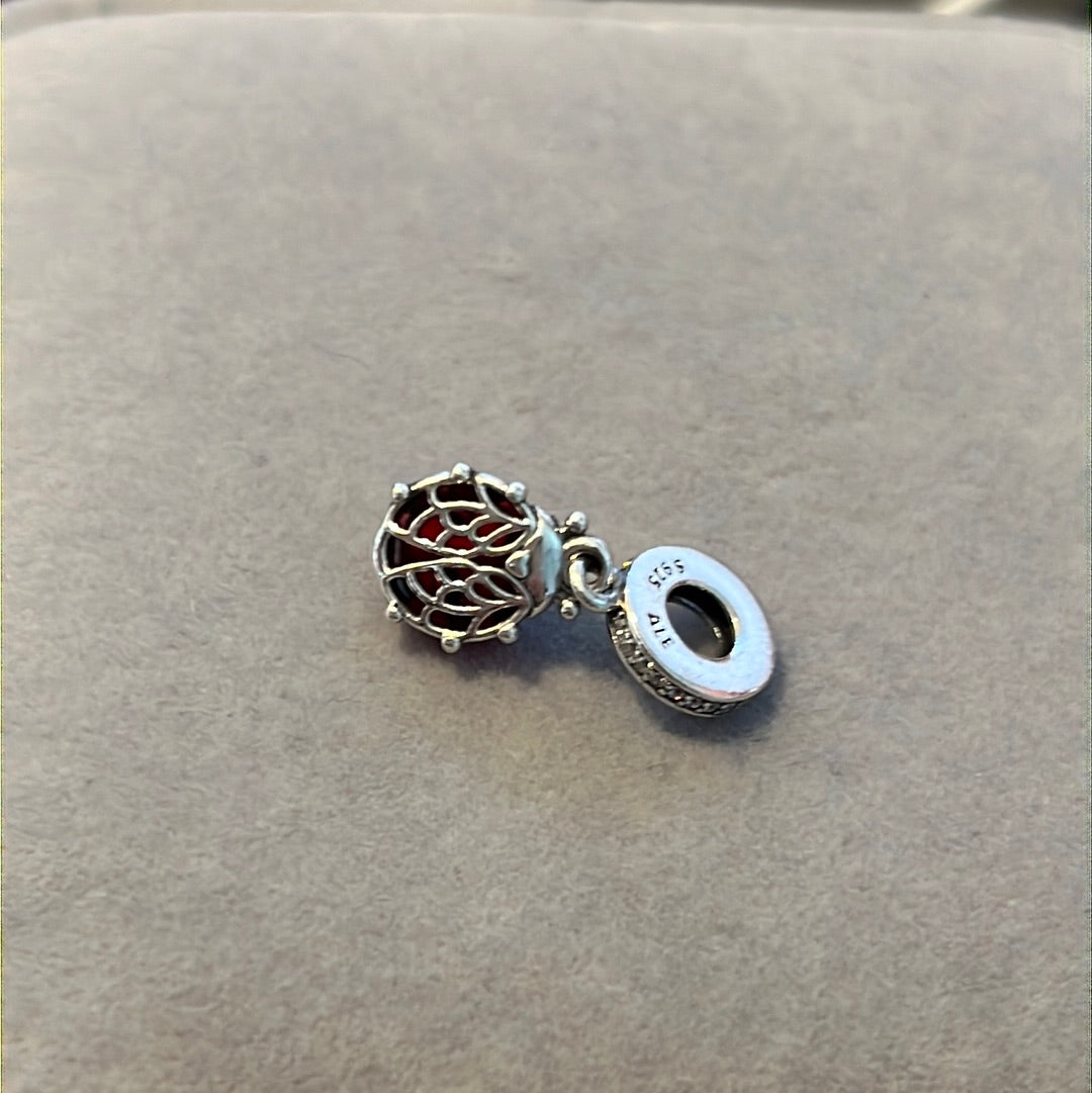 Genuine Pandora Red Murano Dangle Pave Ladybird