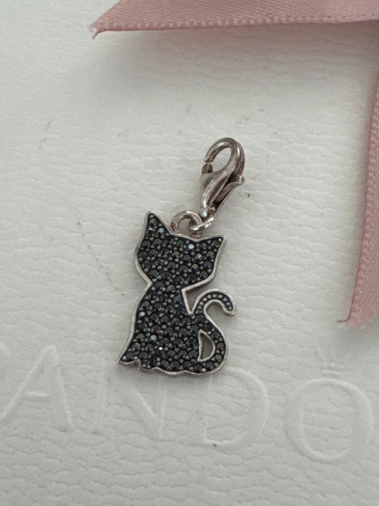Thomas Sabo Sterling Silver Pave Black Cat Animal Clip Dangle