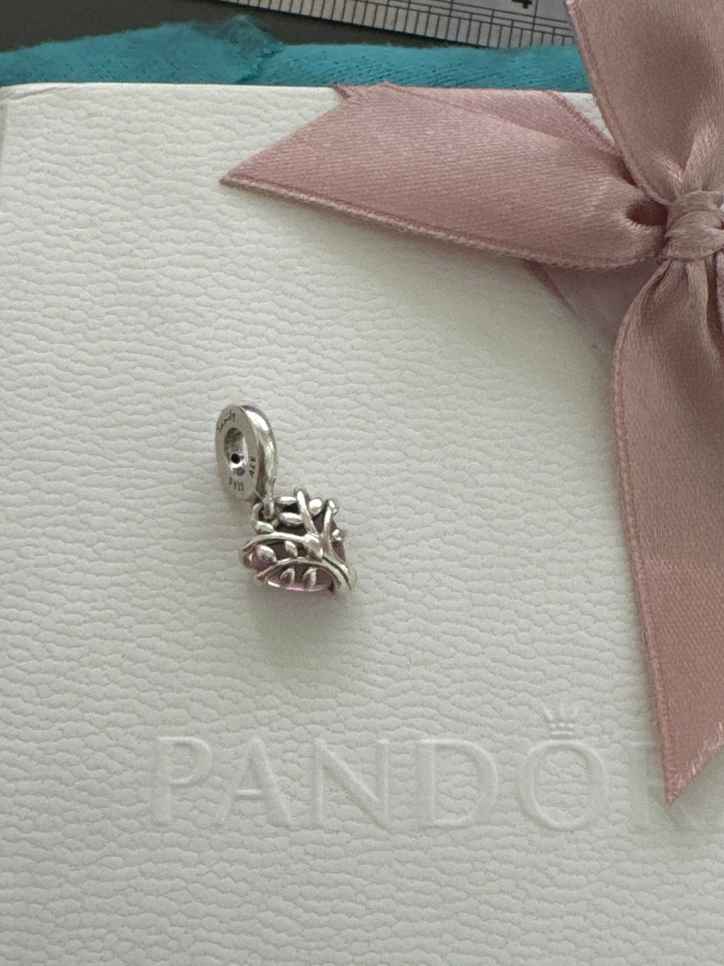 Genuine Pandora Pink Family Tree & Heart Dangle Charm