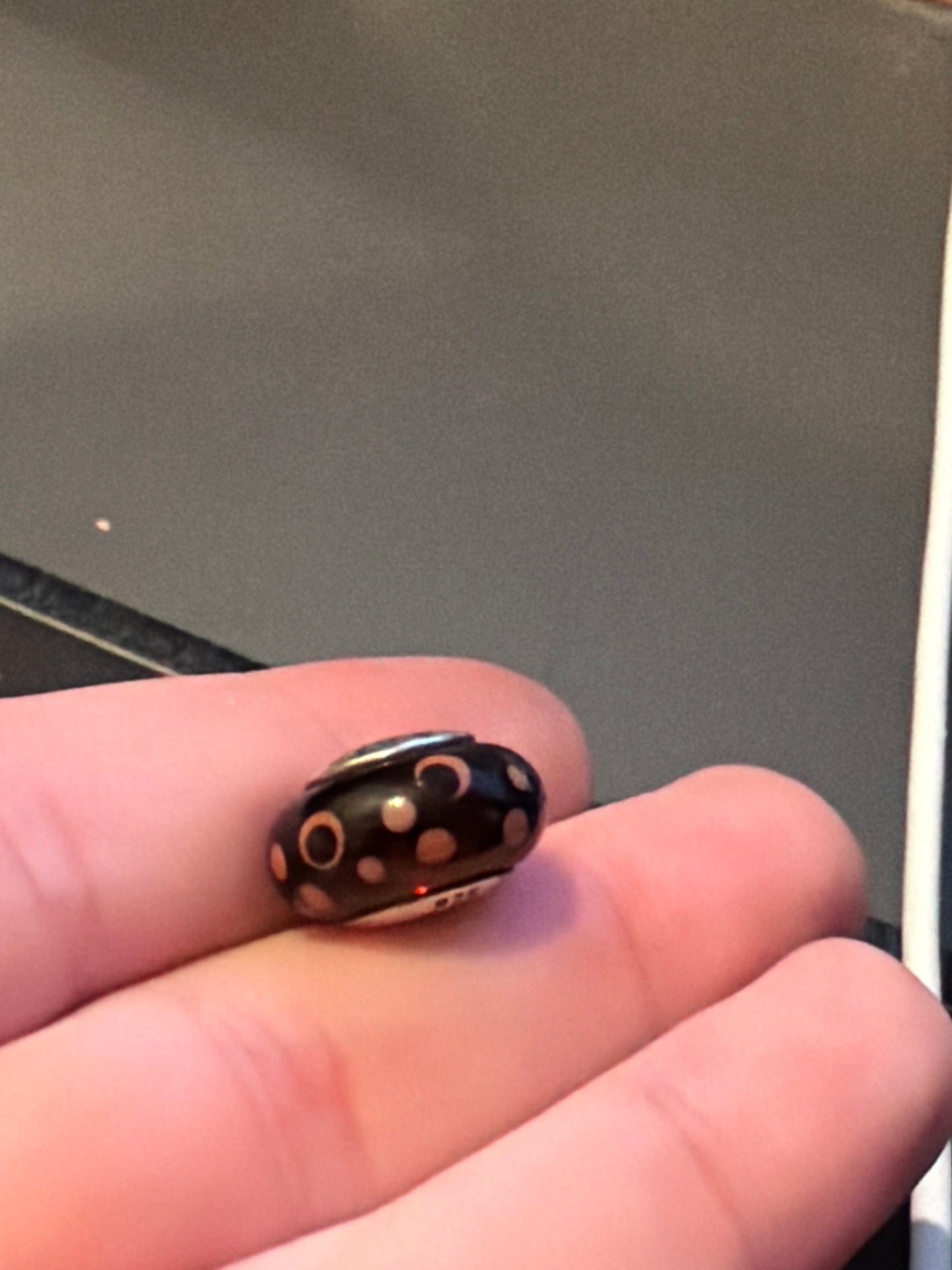 Genuine Pandora Murano Charm With Salmon Dots Polka HTF Coffee Bubbles