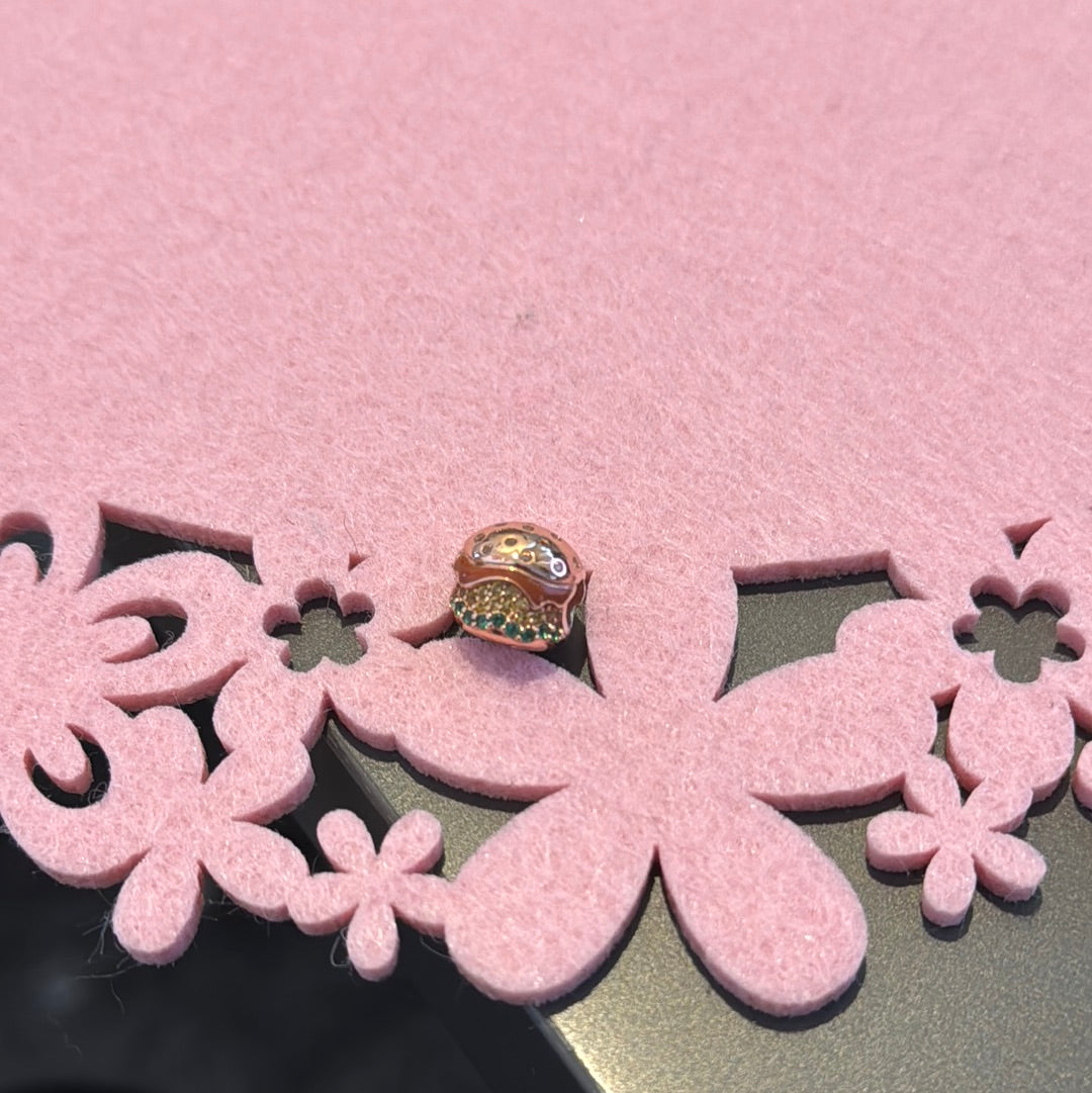 Genuine Gnoce Rose Gold Pave Hamburger Food Charm