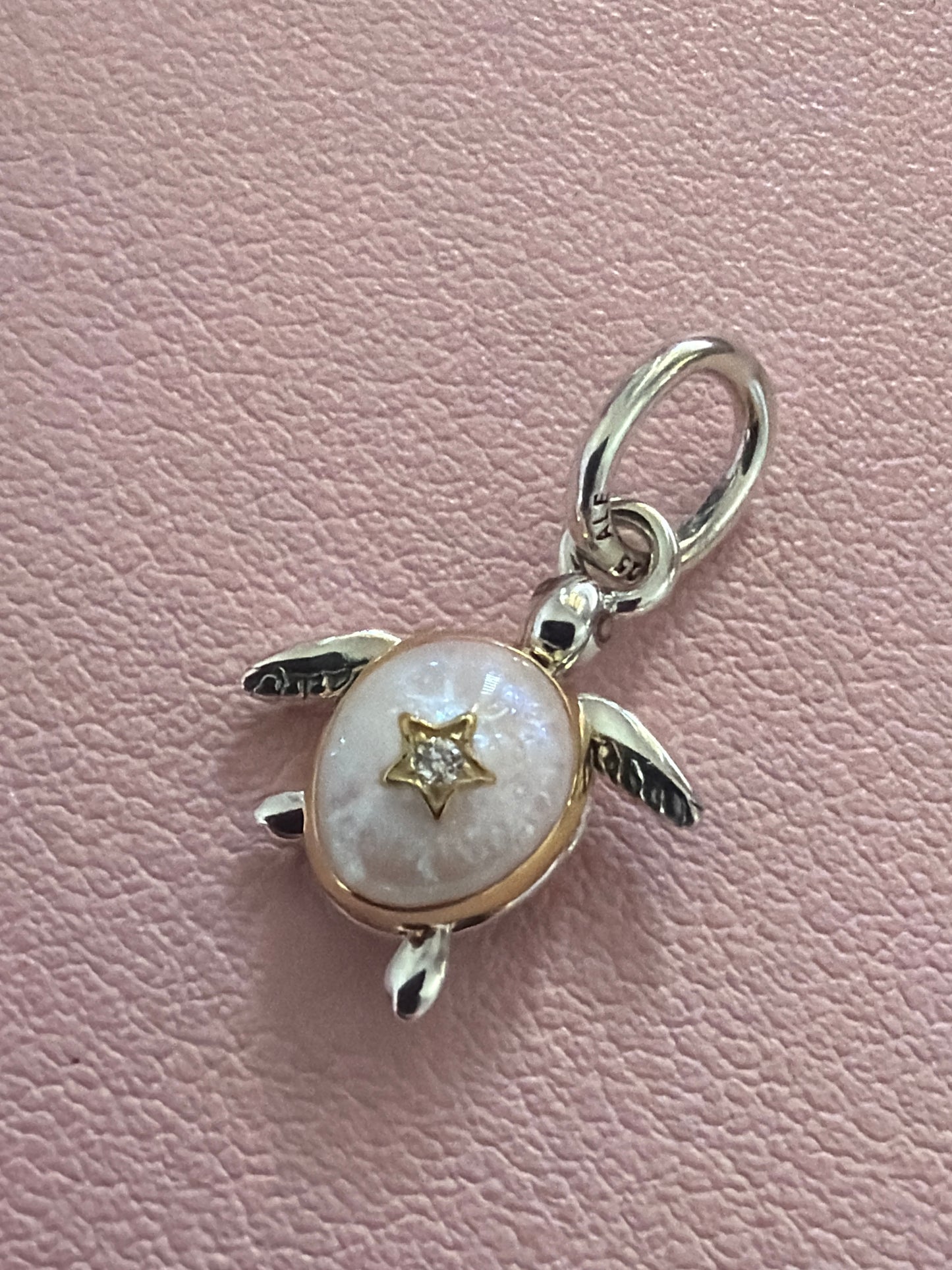 Genuine Pandora Two Tone Opal Turtle Dangle Animal Charm Pendant 2026