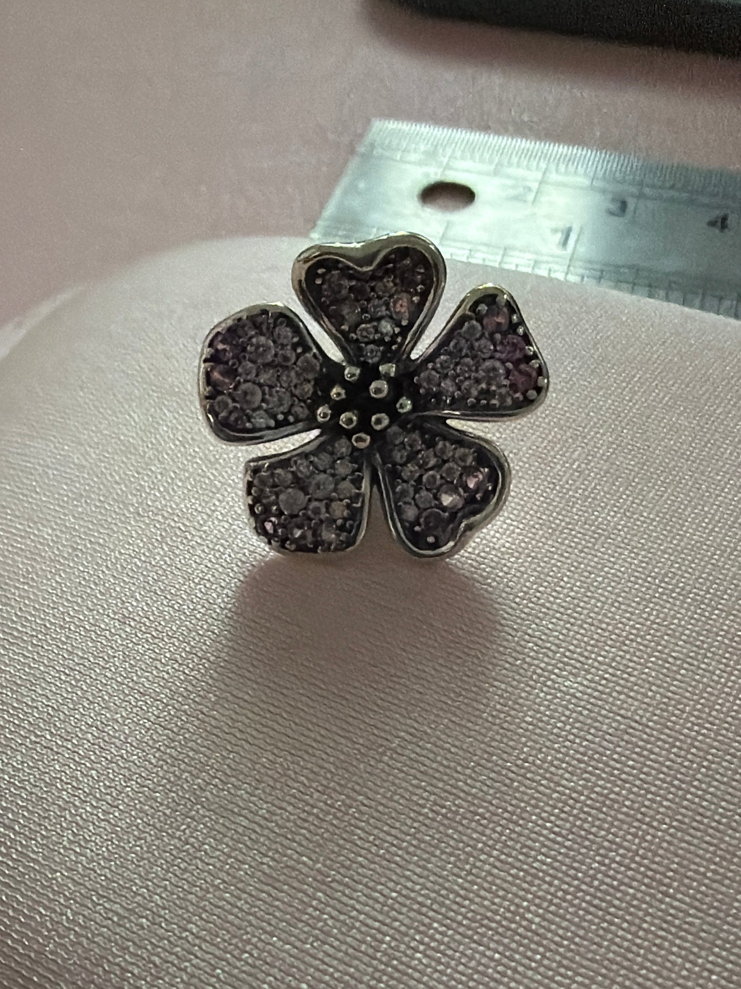 Genuine Pandora Oversized Peach Blossom Pave Charm