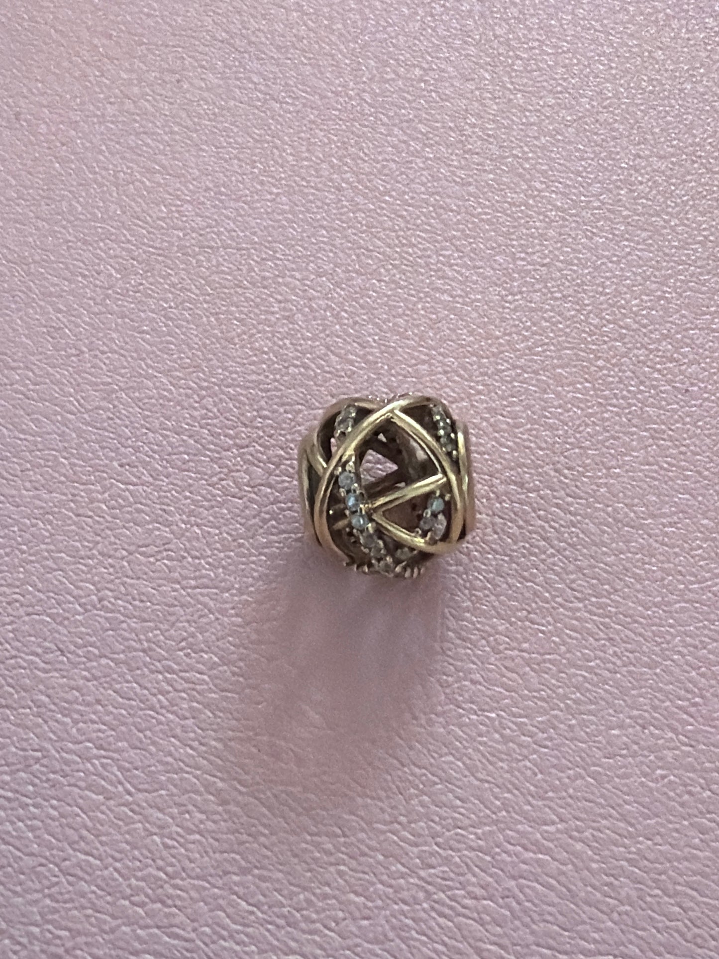 Genuine Pandora Solid Gold G585 Galaxy Pave Line Open Charm