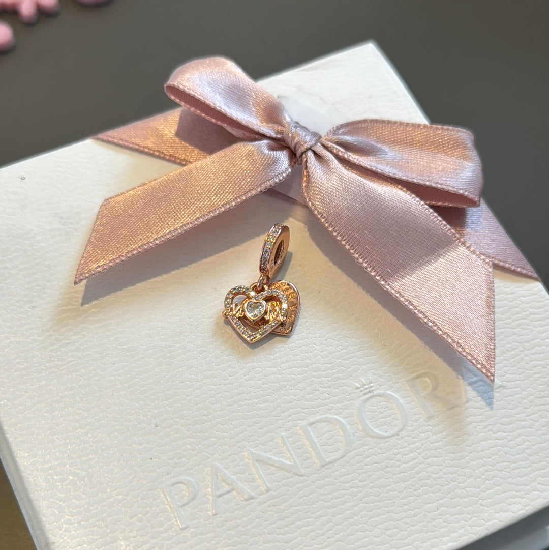 Sterling Silver Rose Gold Pave Mum CZ Dangle