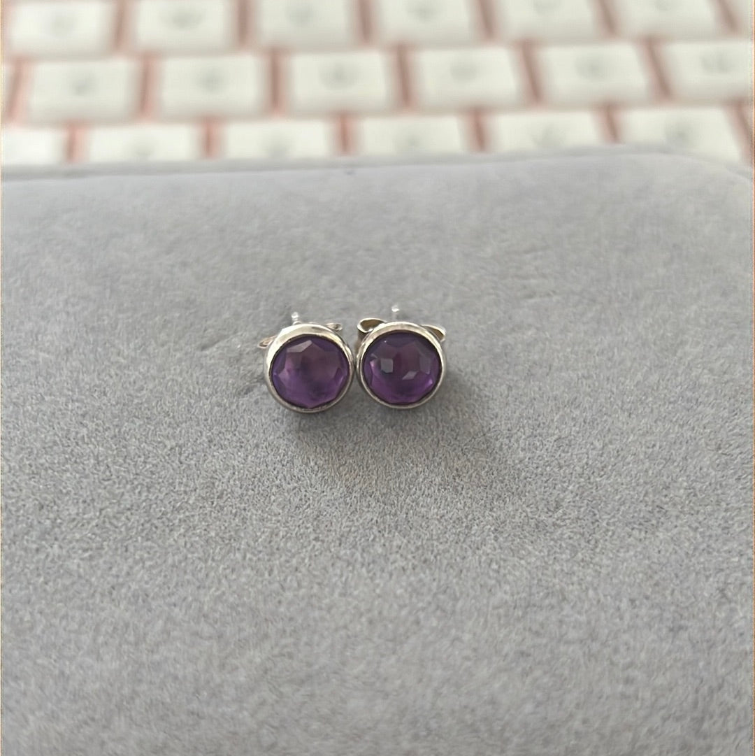 Genuine Pandora Purple February Birthstone Earrings Studs