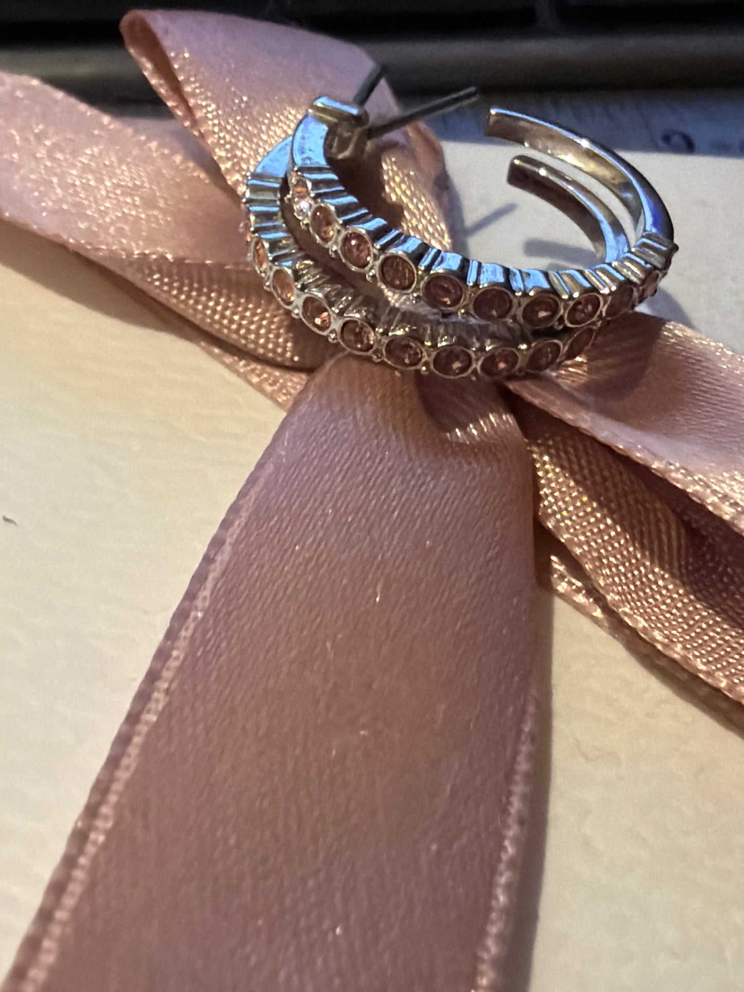 Genuine Swarovski Pink Hoop Earrings
