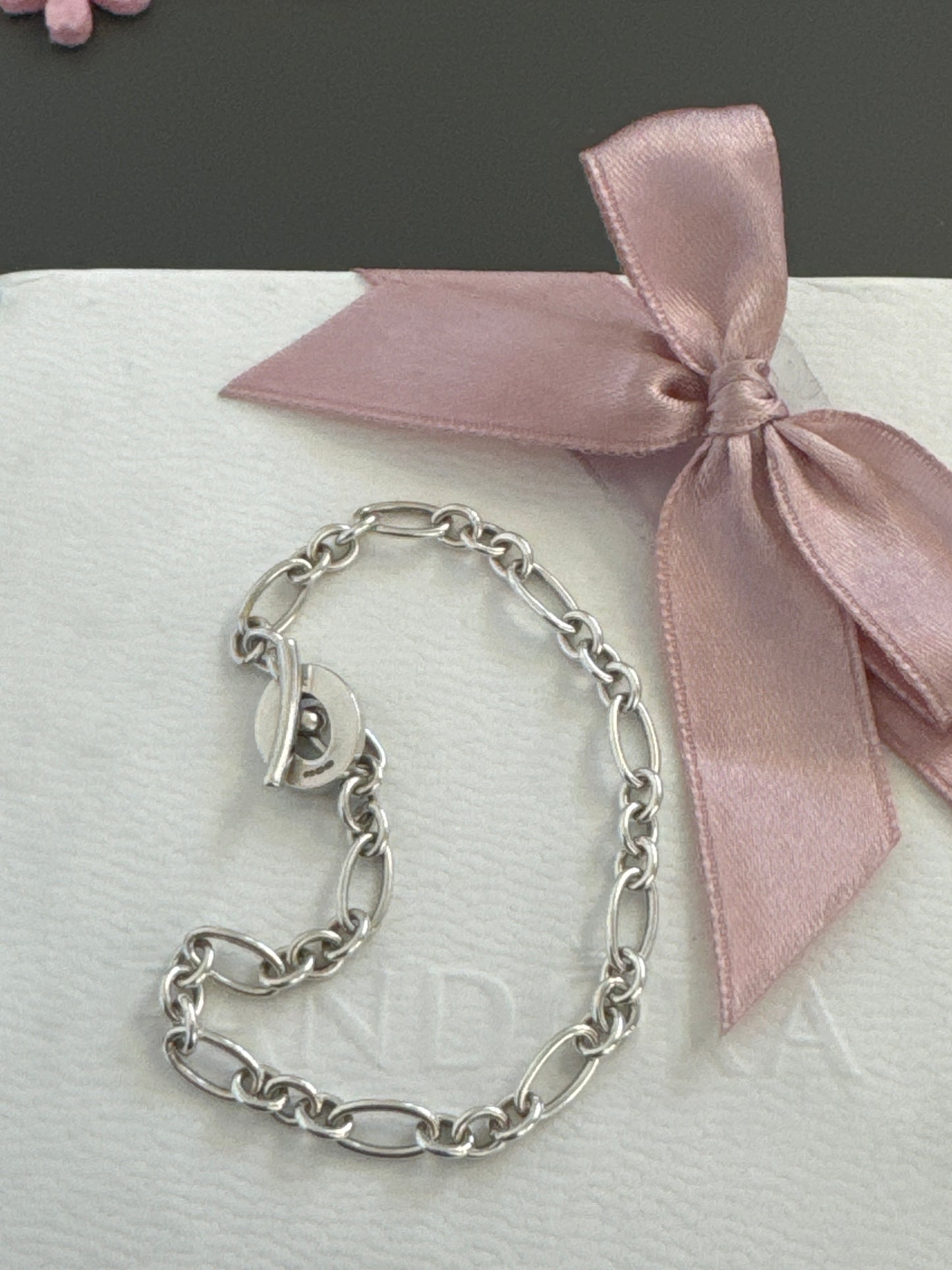 Genuine Links of London Sterling Silver T-Bar Charm Bracelet 18cm