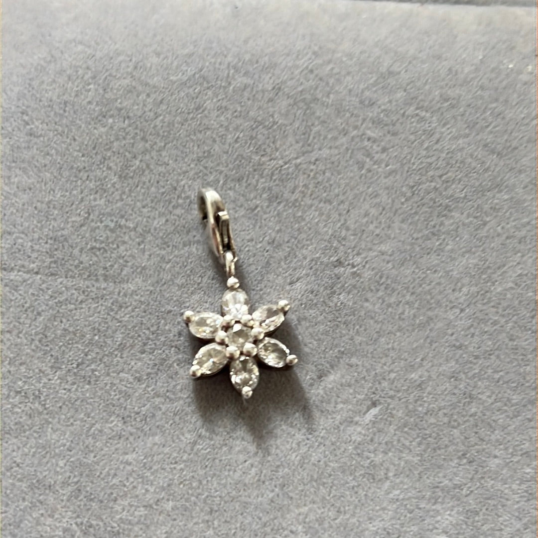 Genuine Thomas Sabo Dangle Clear Flower Glass Charm