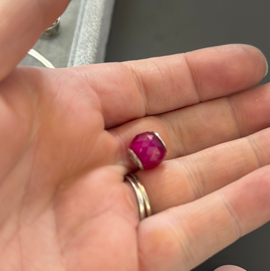 Genuine Pandora Small Facet Murano In Cerise Pink