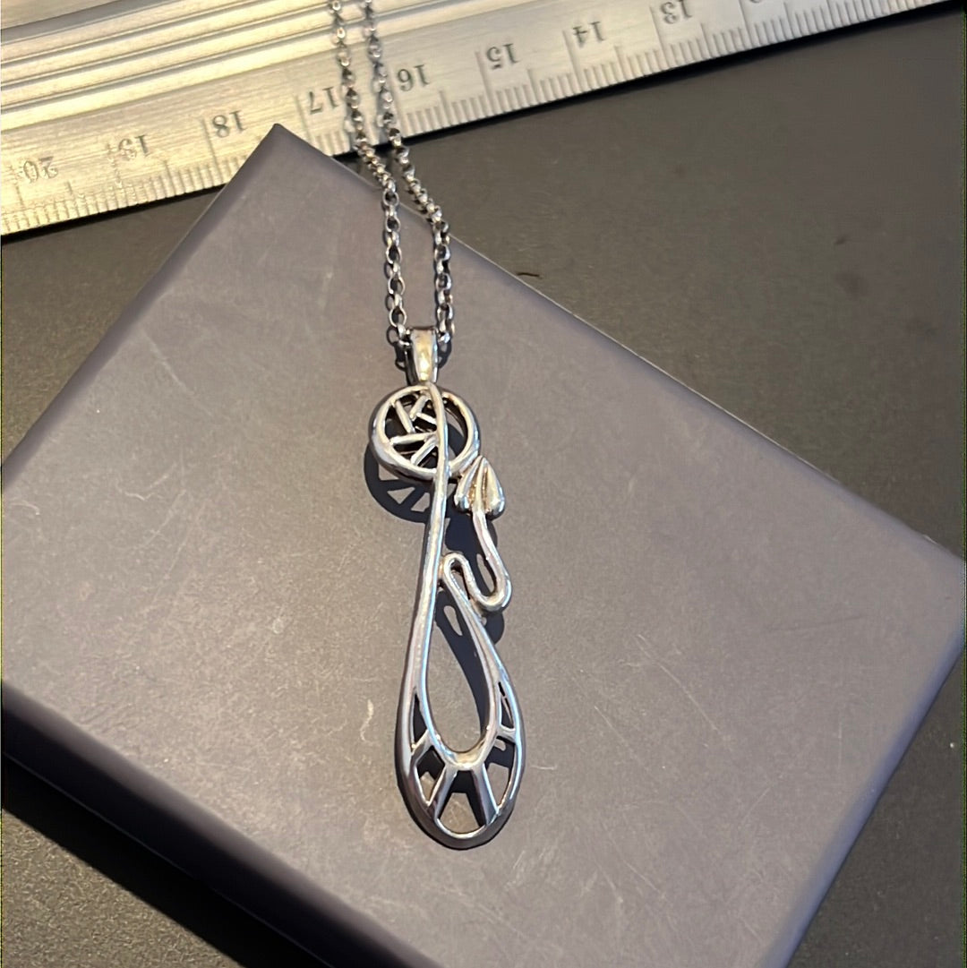 Sterling Silver Dragon Tail / Arrow Pendant Necklace 45cm