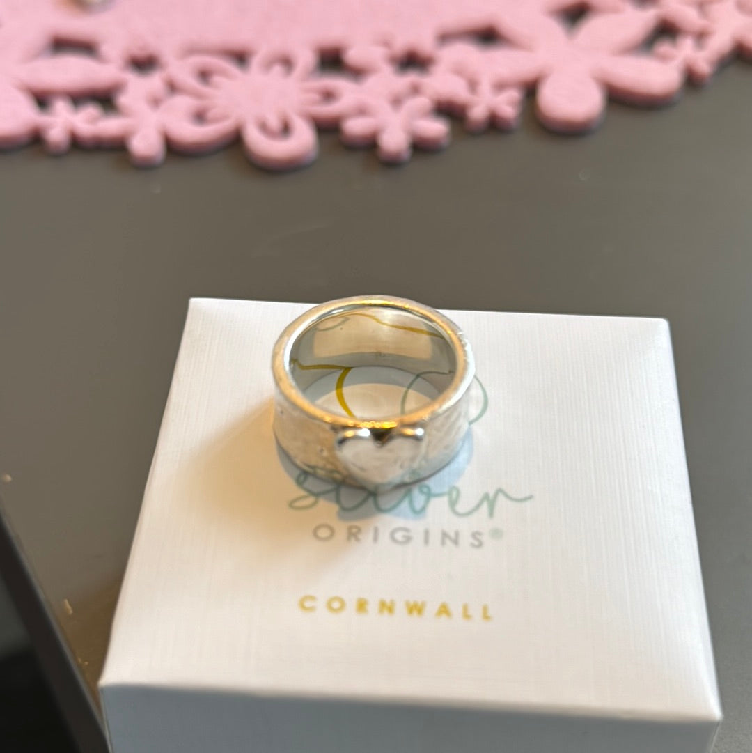 Genuine Silver Origins Cornwall Chunky Heart Ring 54