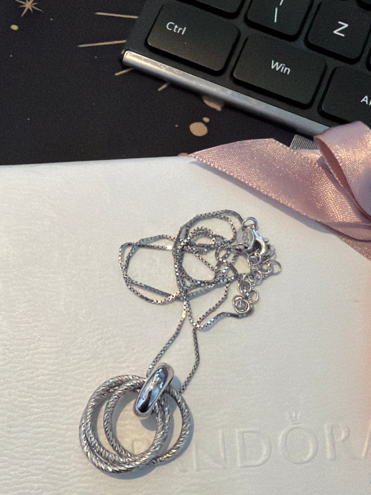 Genuine Links of London Aura Triple Rings Necklace