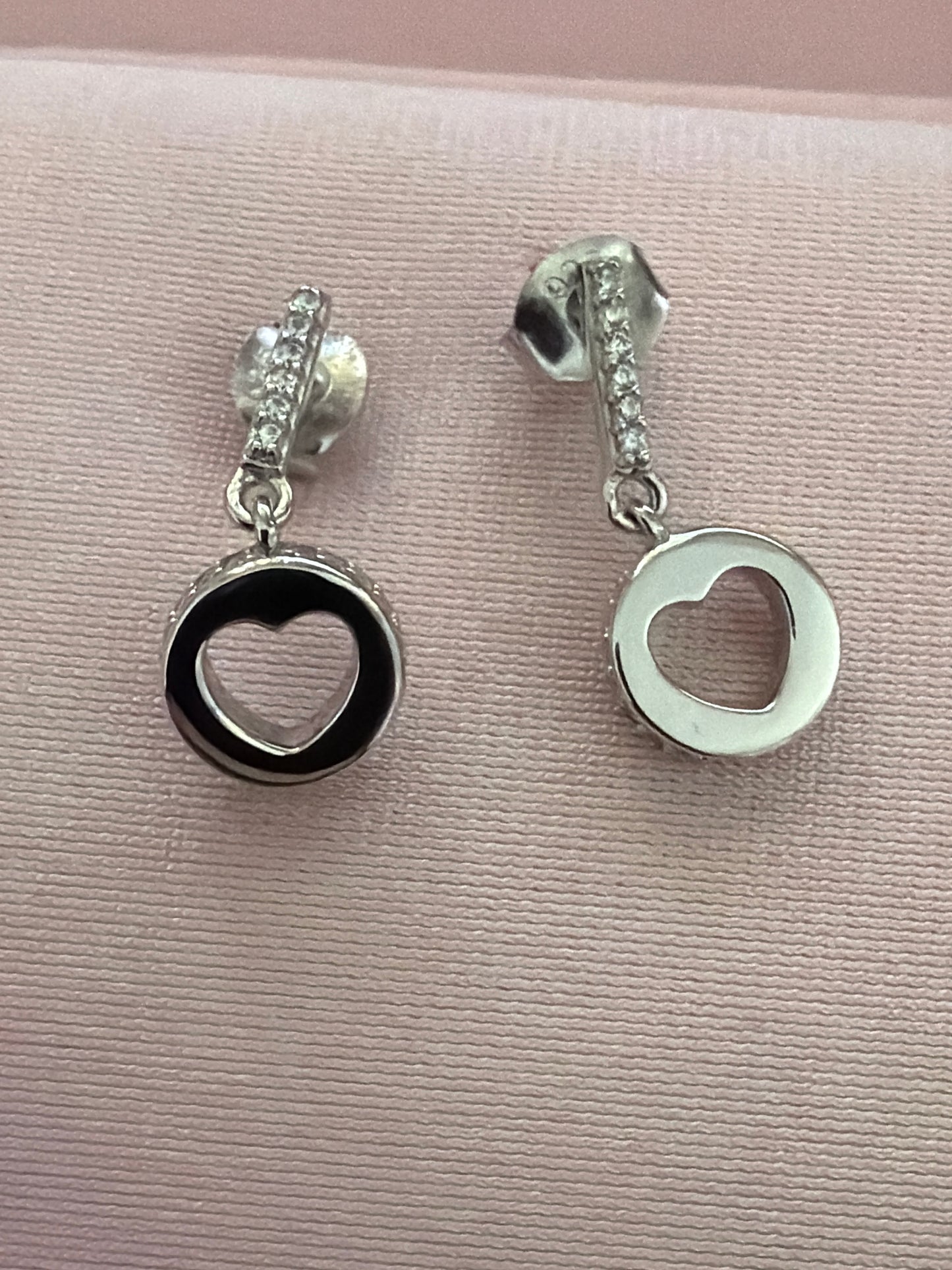 Genuine Sterling Silver Heart Dangle Earrings