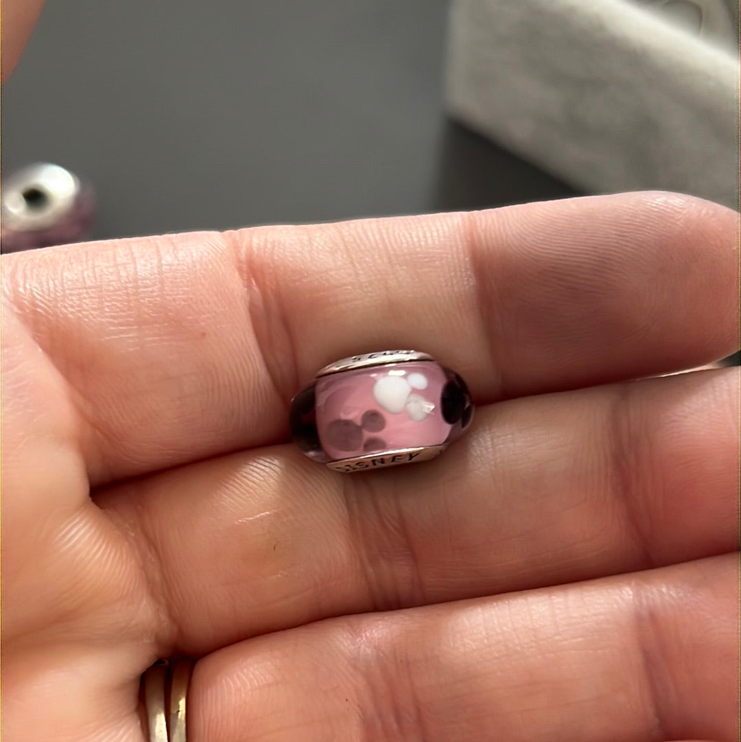 Genuine Pandora Disney Parks Exclusive Minnie & Mickey Mouse Murano Pink