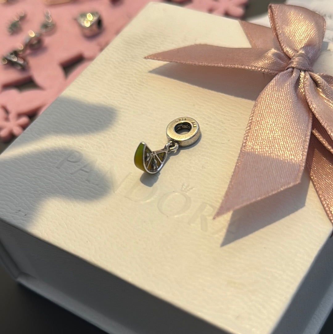 Genuine Pandora Enamel Pave Lemon Dangle Charm