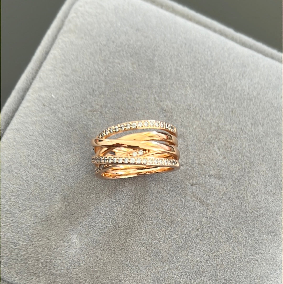 Genuine Pandora Rose Gold Pave Line Clear CZ Stone Ring Size 58